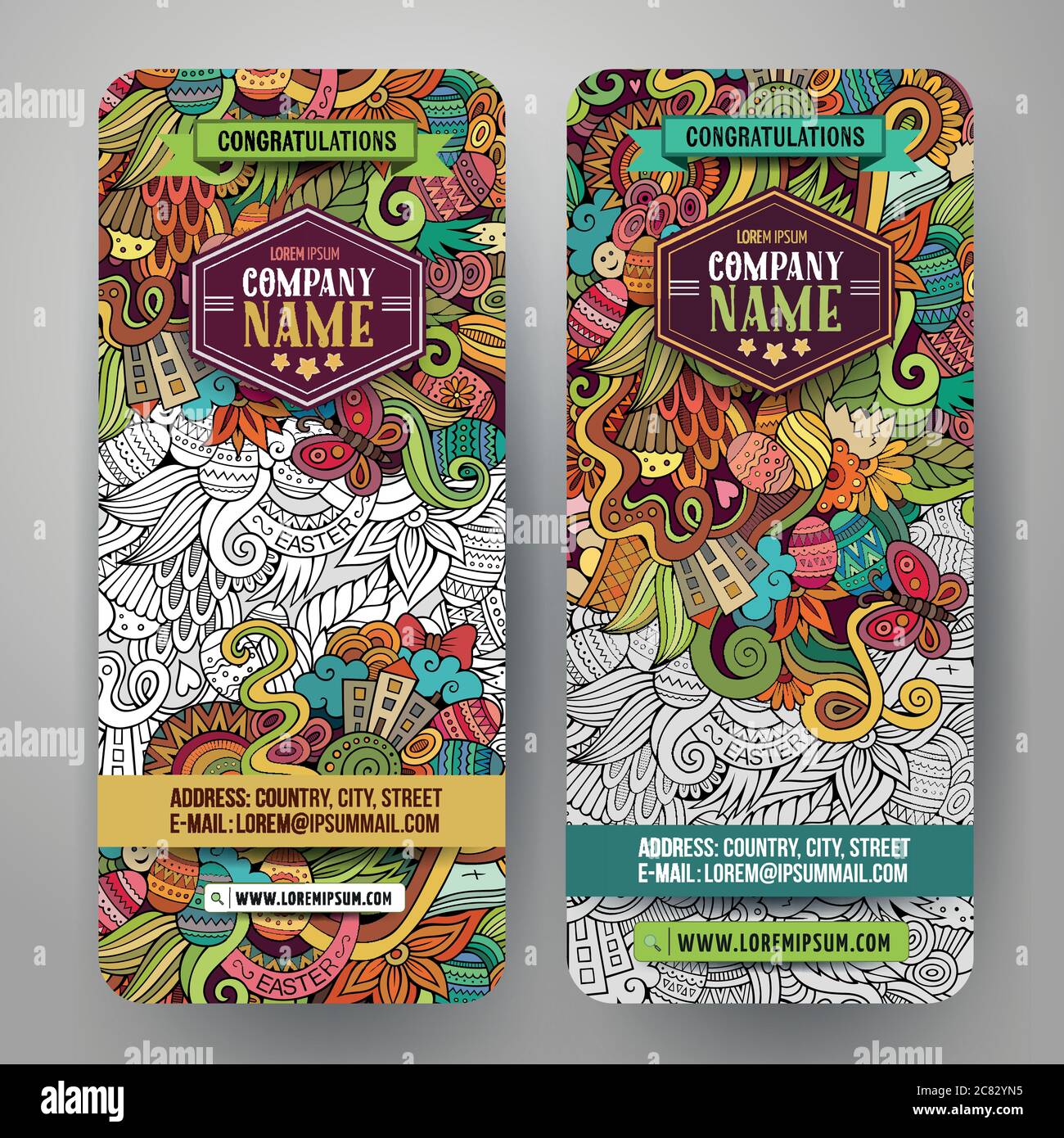 Corporate Identity vector templates set with doodles easter theme Stock ...