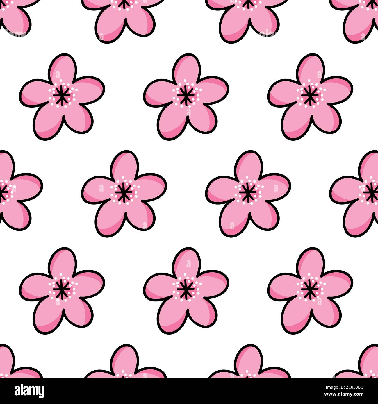 sakura flower seamless doodle icon sticker, vector illustration Stock
