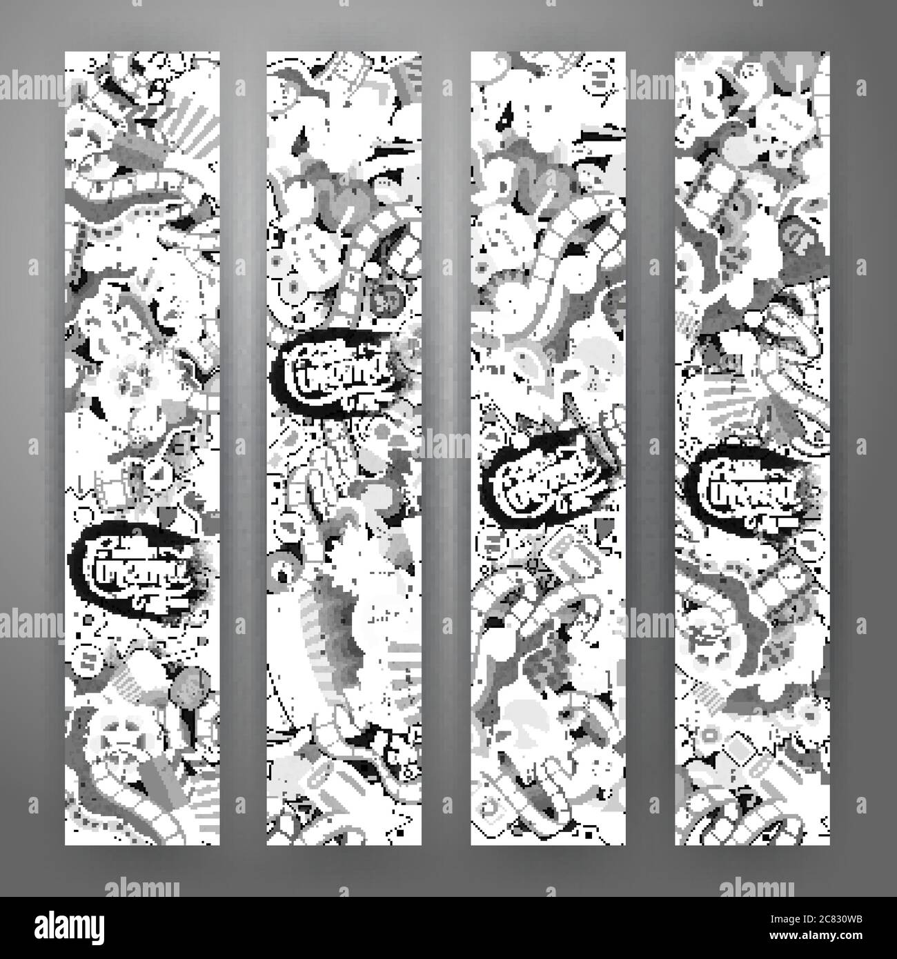 Cartoon vector doodles cinema banners Stock Vector Image & Art - Alamy