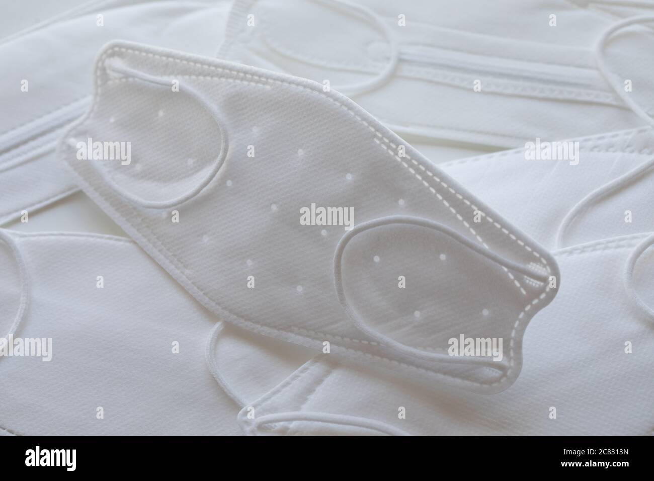 Assorted white Korean kf94 and kf80 face masks for COVID 19 Coronavirus