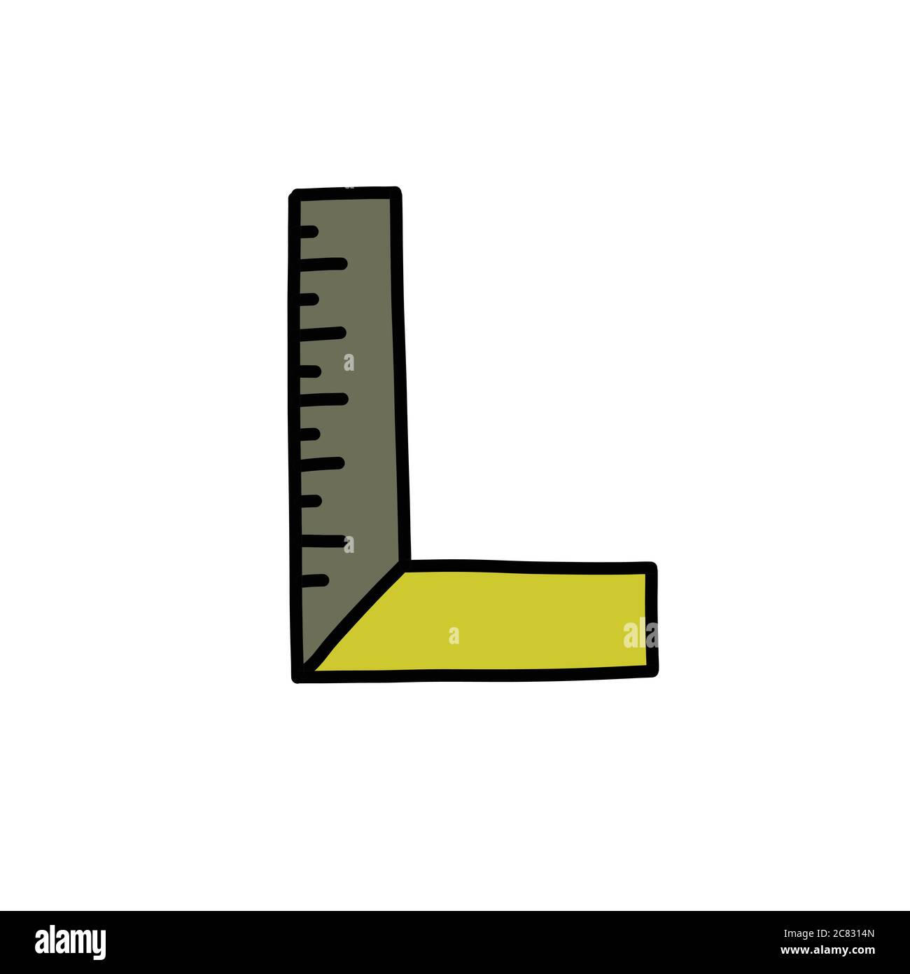 angle ruler doodle icon, vector illustration Stock Vector