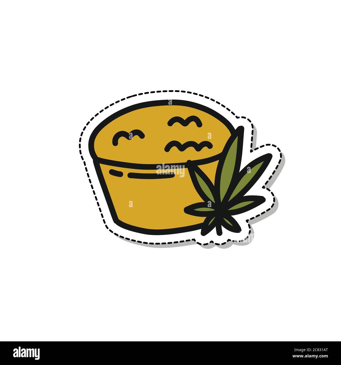 marijuana cake doodle icon sticker, vector illustration Stock Vector