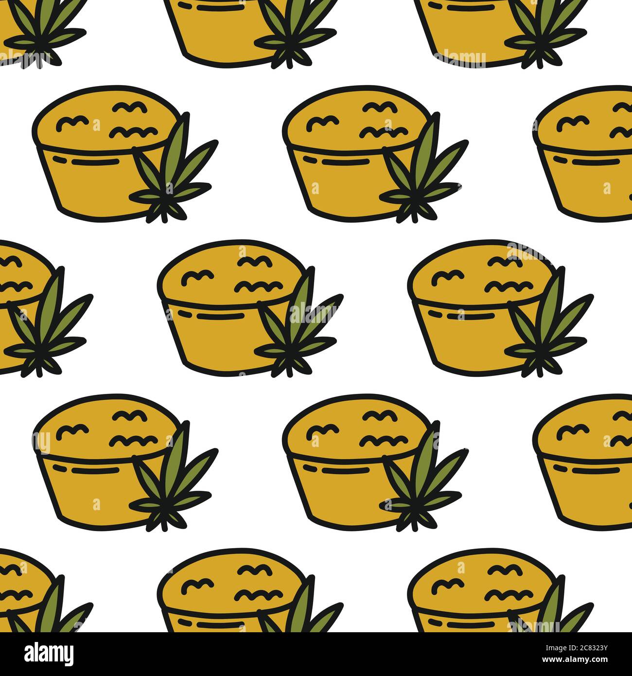 marijuana cake seamless doodle icon sticker, vector illustration Stock Vector