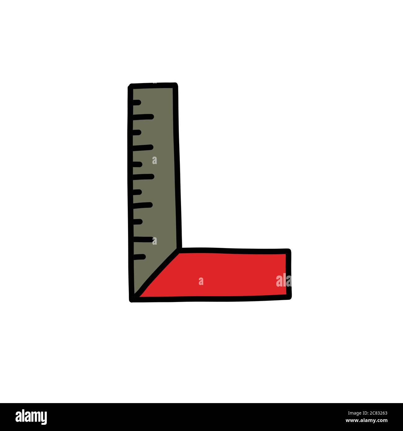 angle ruler doodle icon, vector illustration Stock Vector