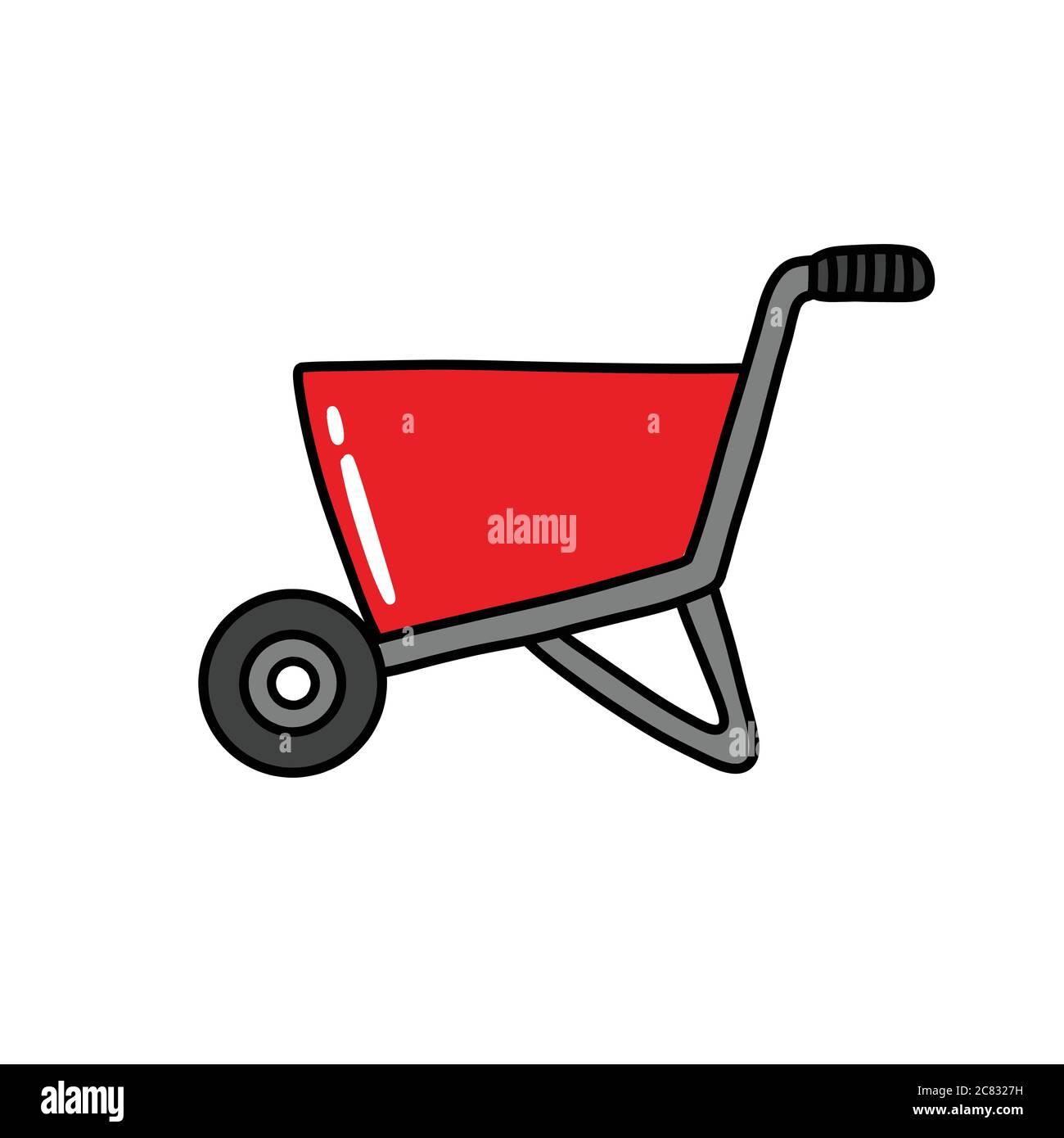 construction wheelbarrow doodle icon, vector illustration Stock Vector