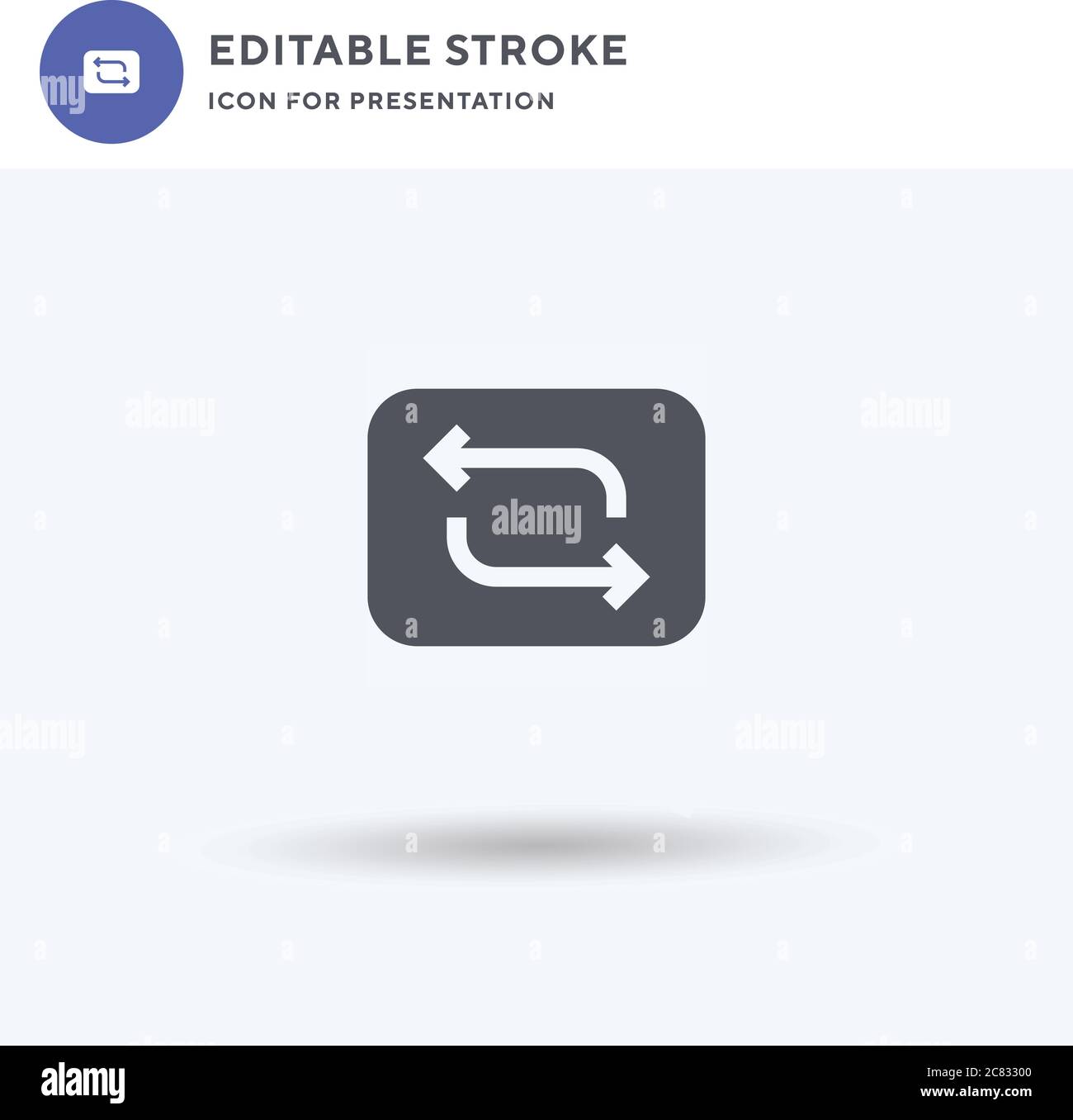 Repeat icon vector, filled flat sign, solid pictogram isolated on white ...