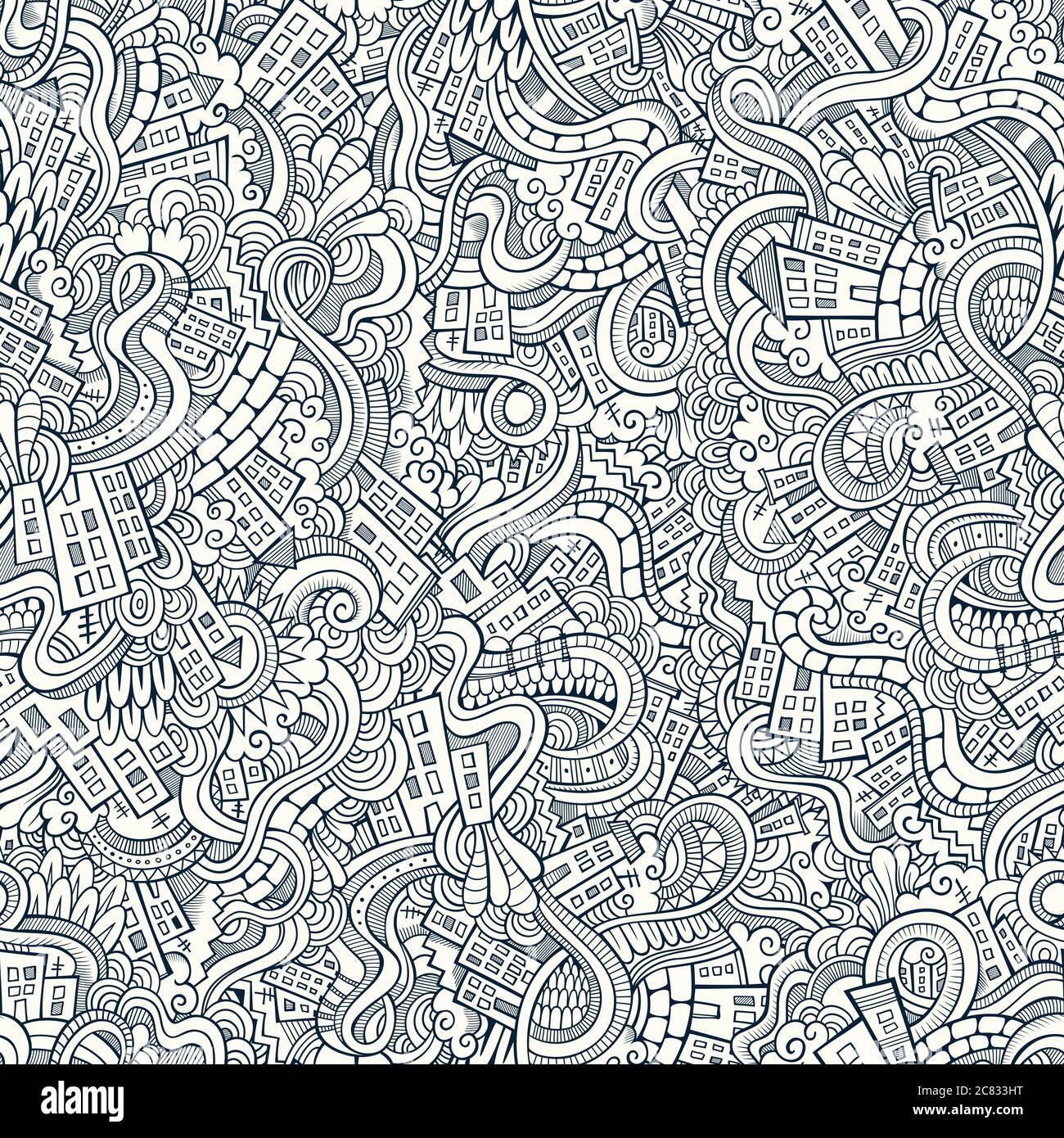 Cartoon vector doodles hand drawn town Stock Vector Image & Art - Alamy