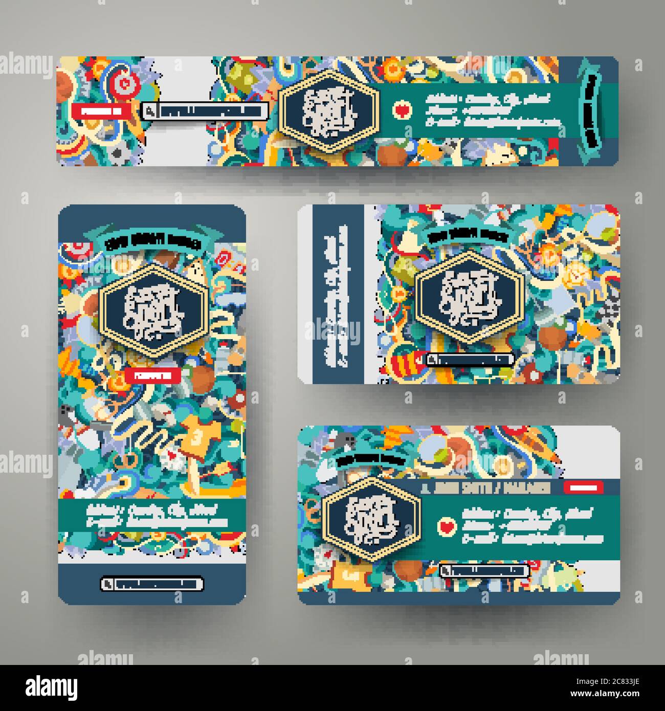 Corporate Identity vector templates set with doodles Sport theme Stock ...