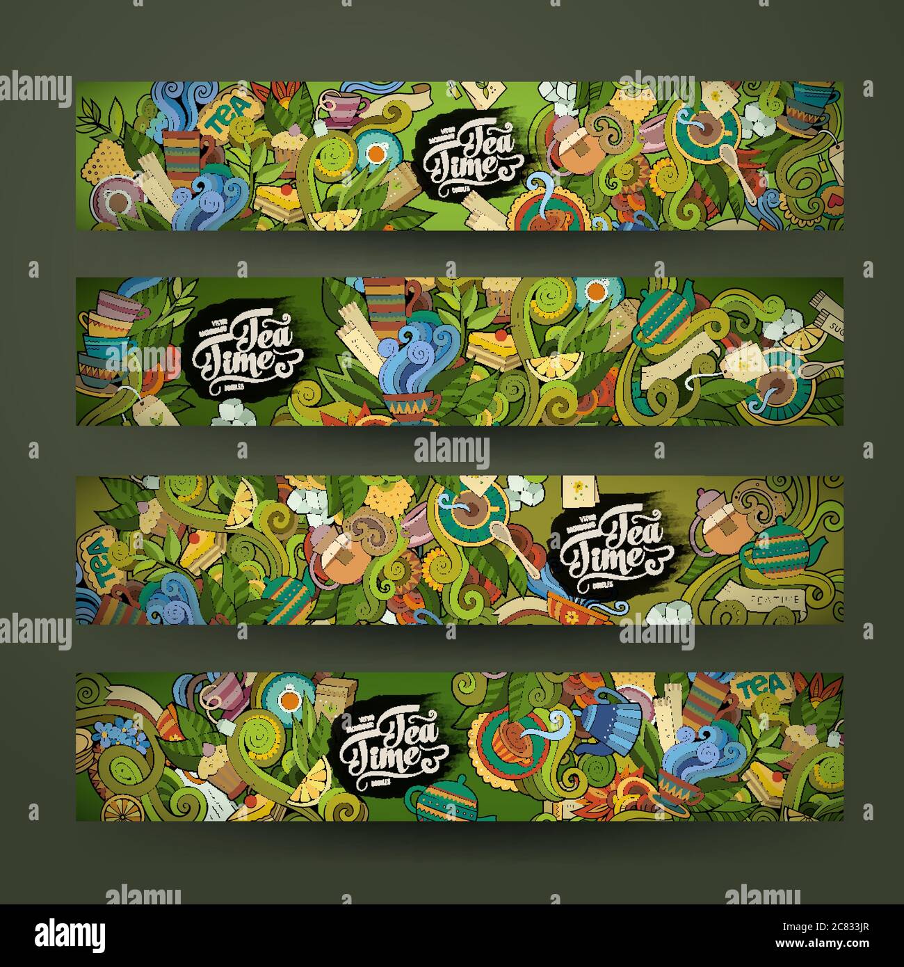 Vector doodles tea time design banners Stock Vector Image & Art - Alamy
