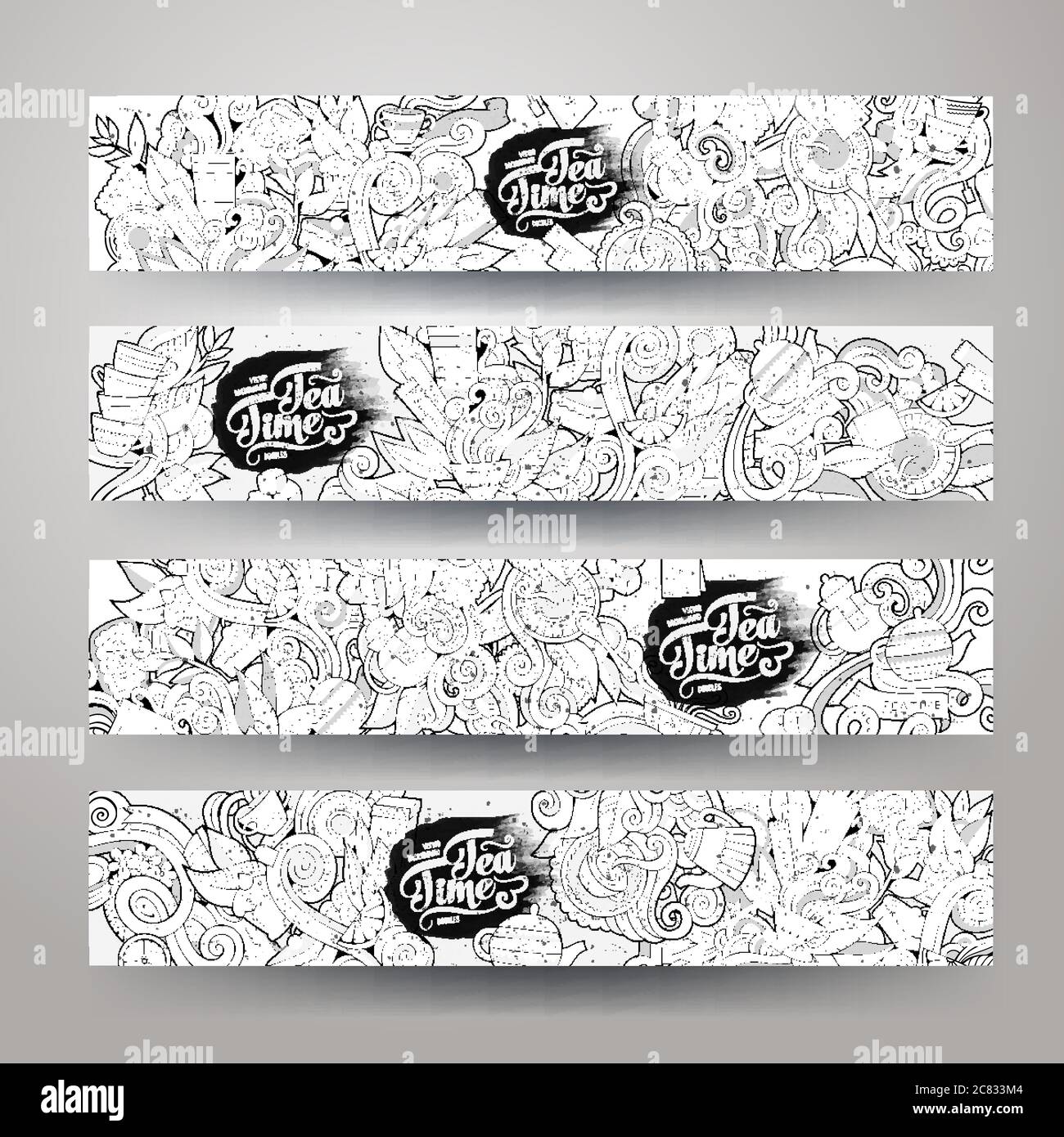Vector doodles tea time design banners Stock Vector Image & Art - Alamy
