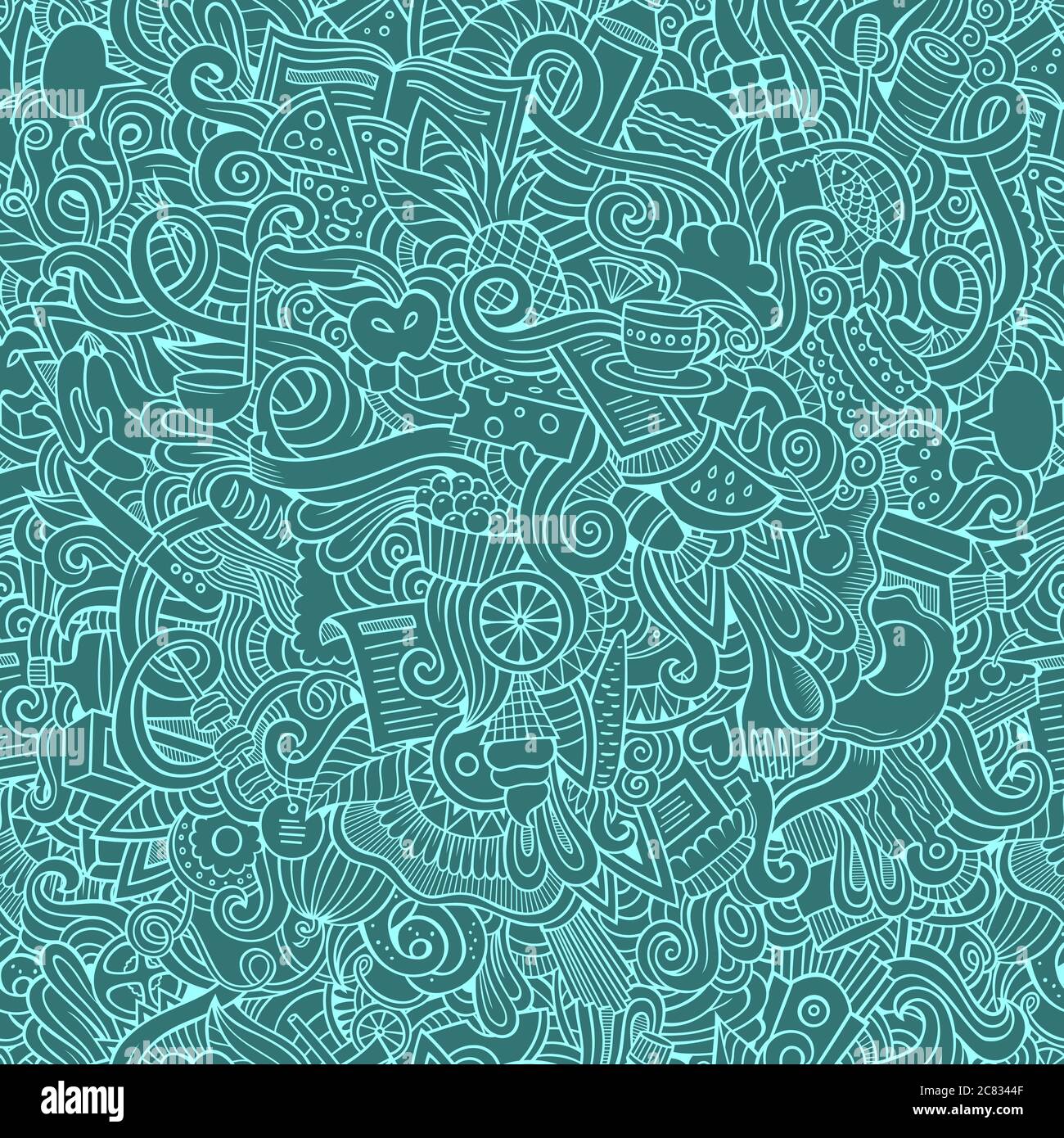 doodles hand drawn food seamless pattern Stock Vector Image & Art - Alamy