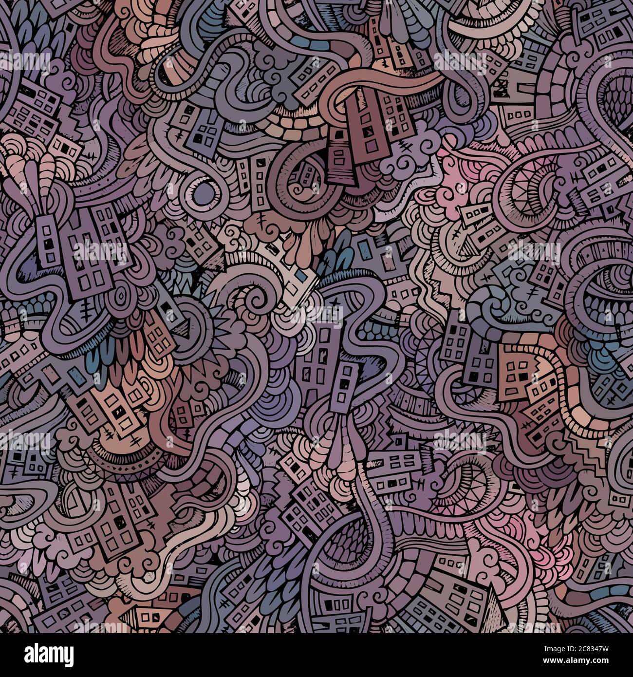 Cartoon vector doodles hand drawn town Stock Vector Image & Art - Alamy