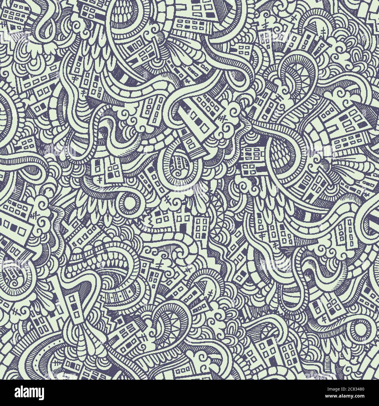 Cartoon vector doodles hand drawn town Stock Vector Image & Art - Alamy