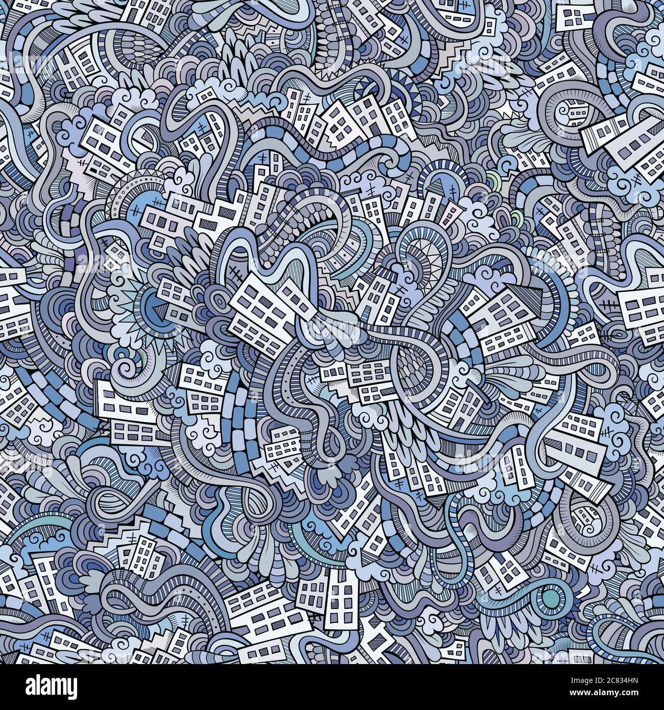 Cartoon vector doodles hand drawn town Stock Vector Image & Art - Alamy