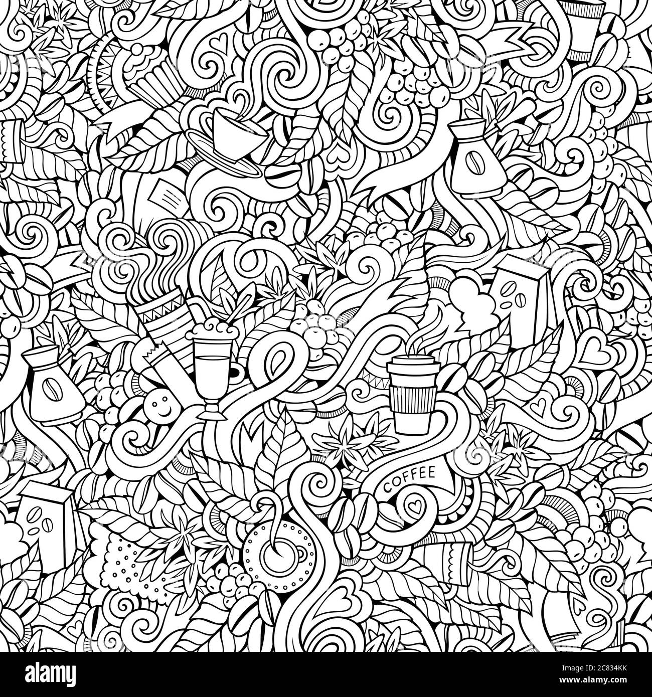 Coffee doodles vector seamless pattern Stock Vector Image & Art - Alamy
