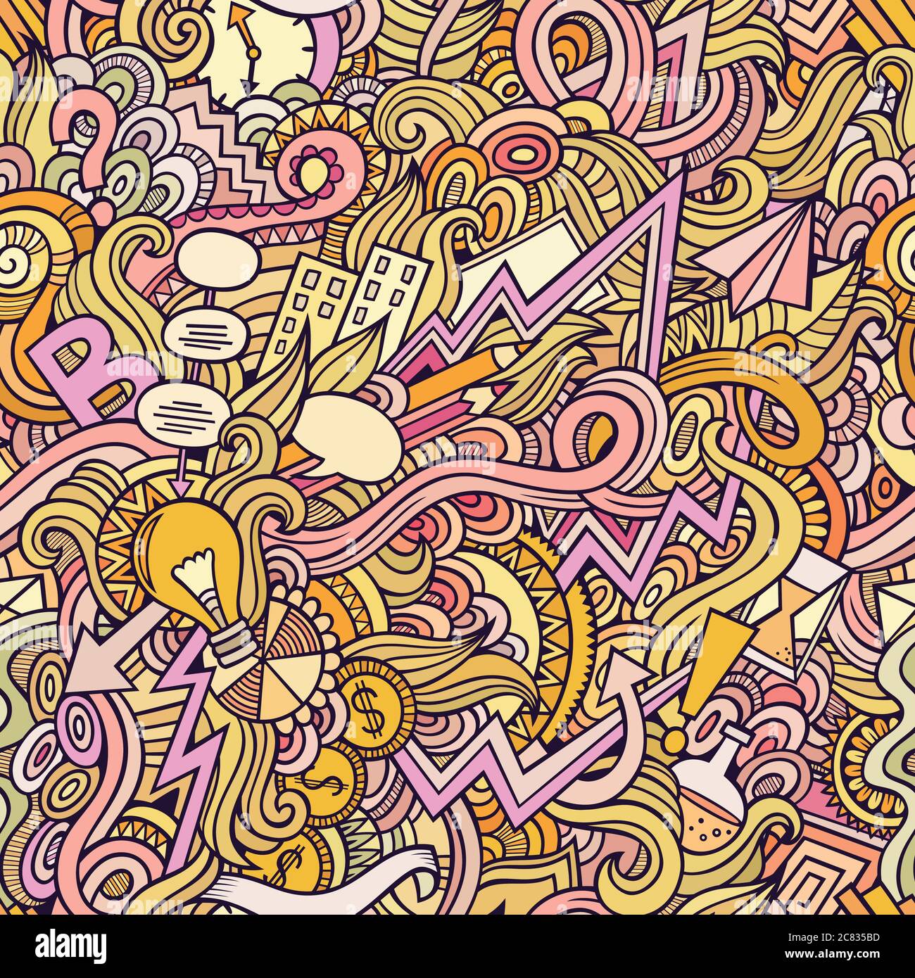 Cartoon cute doodles hand drawn Idea seamless pattern Stock Vector ...