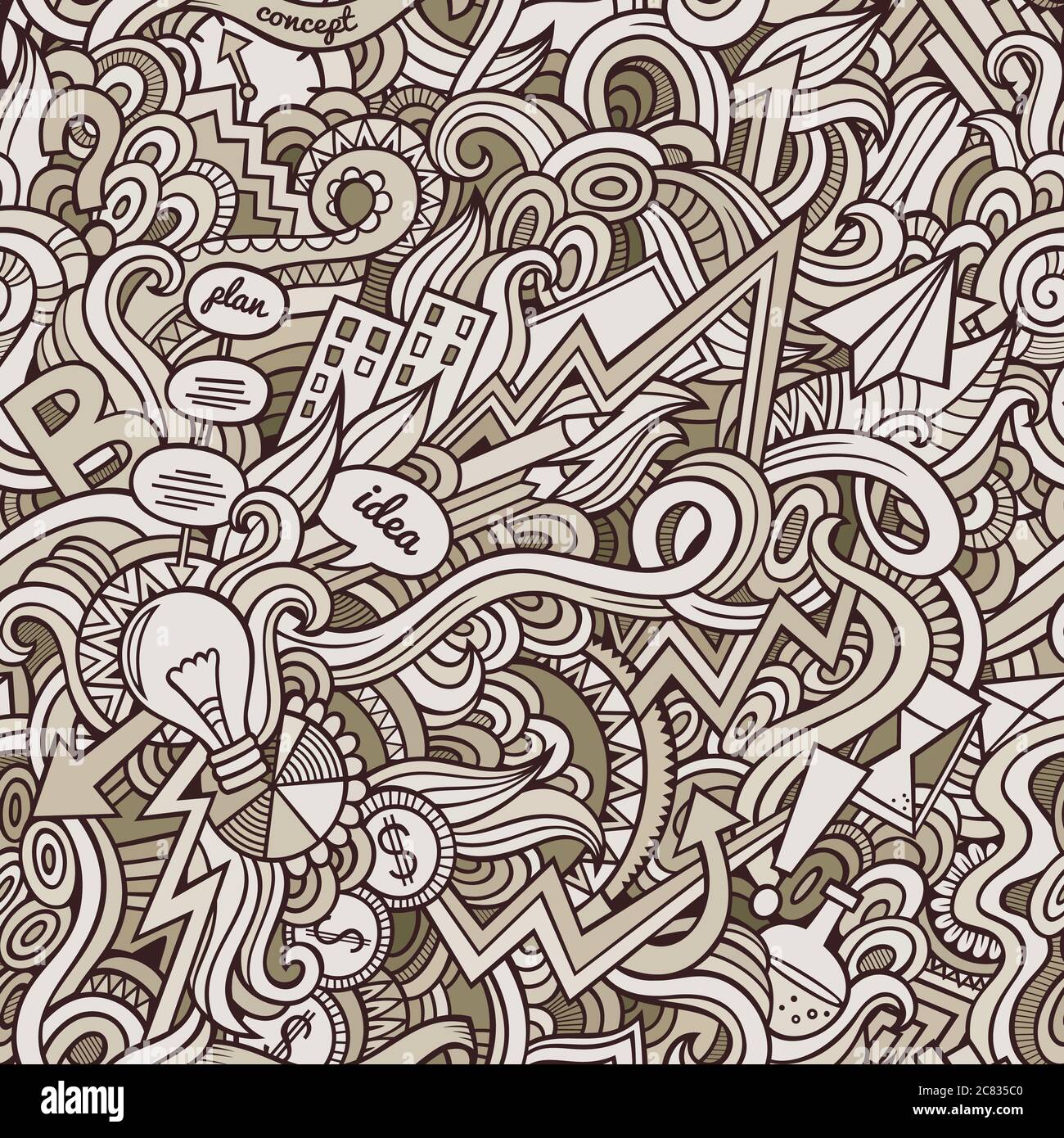 Cartoon cute doodles hand drawn Idea seamless pattern Stock Vector ...