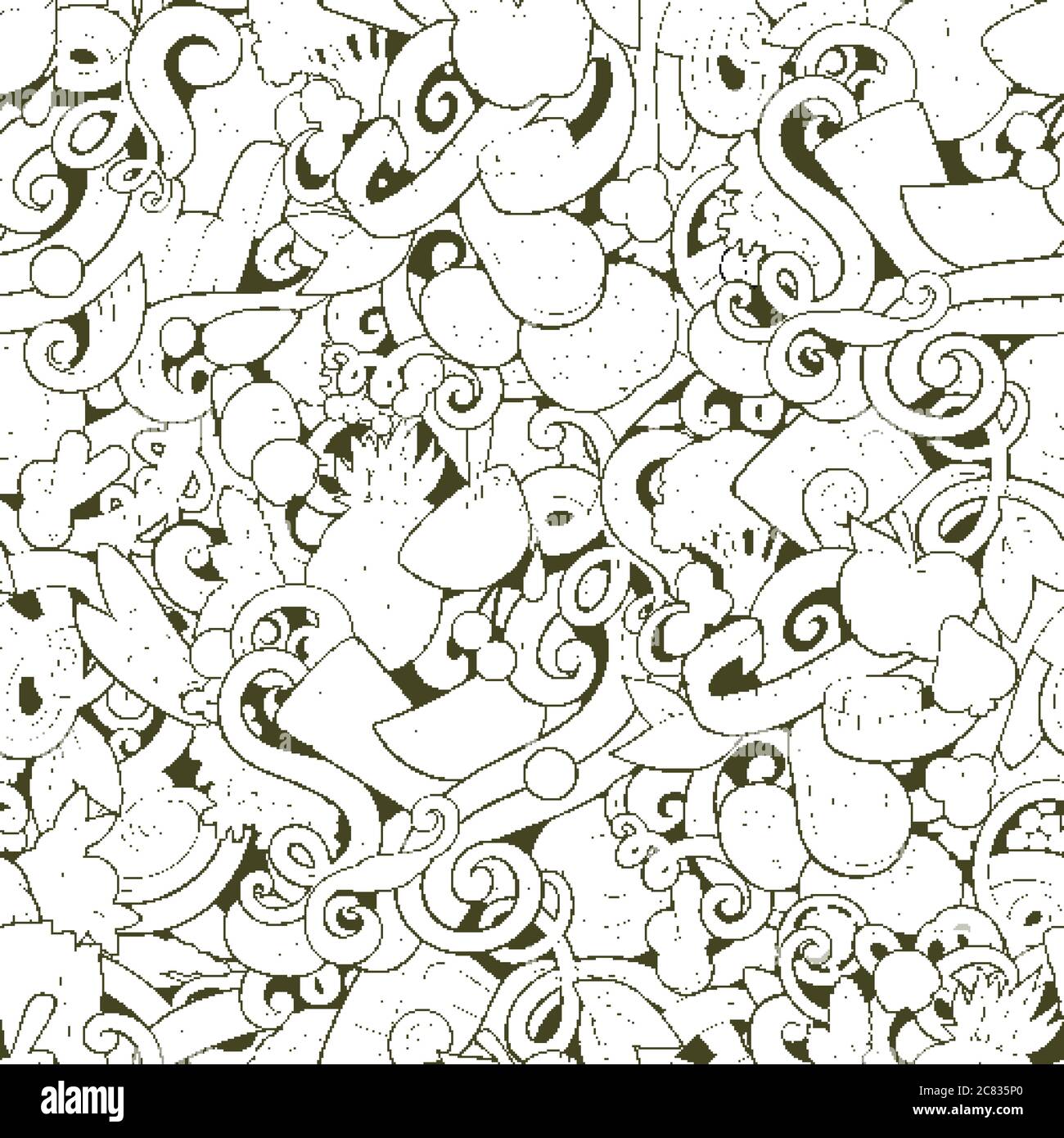 Cartoon cute doodles hand drawn Diet food seamless pattern Stock Vector ...