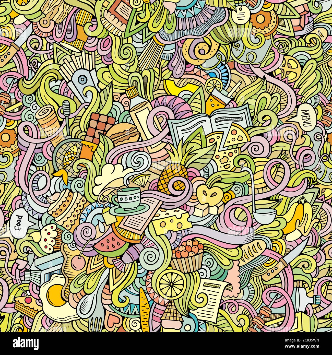 Cartoon vector doodles food seamless pattern Stock Vector Image & Art ...