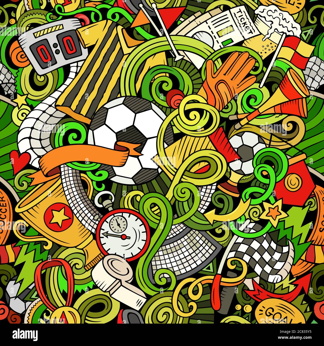 Cartoon doodles Football seamless pattern Stock Vector Image & Art - Alamy