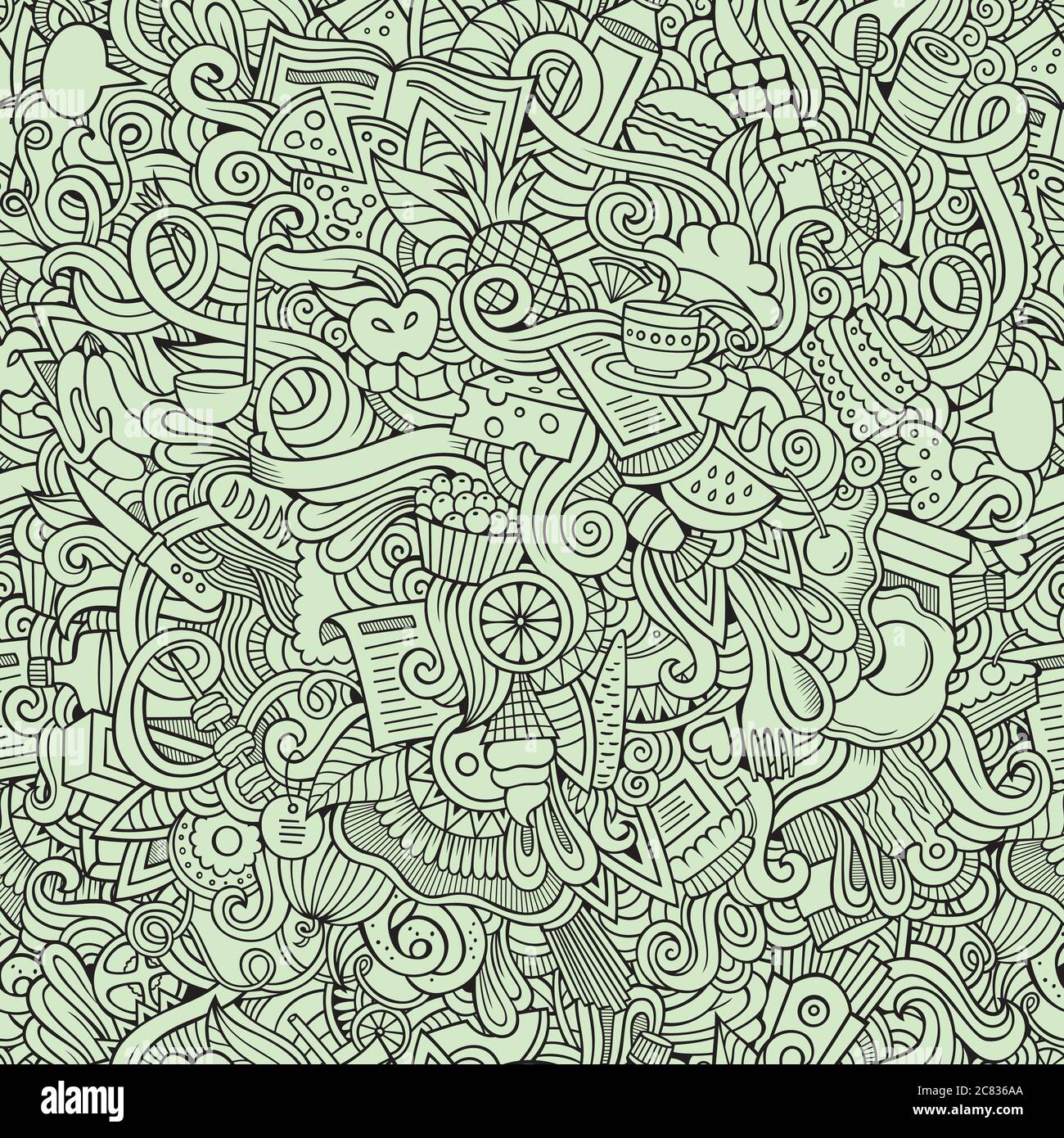 Cartoon vector doodles food seamless pattern Stock Vector Image & Art ...