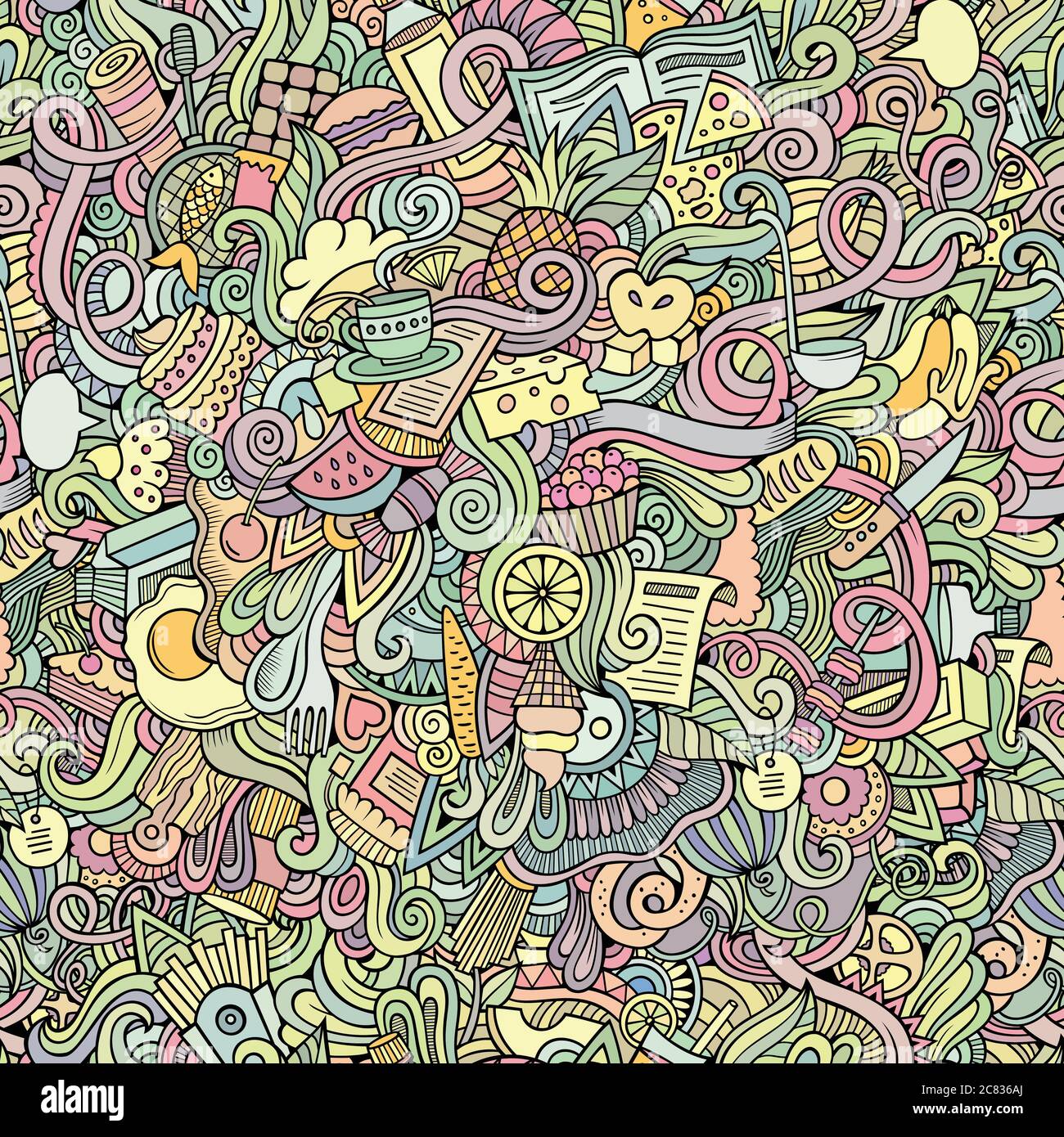 Cartoon vector doodles food seamless pattern Stock Vector Image & Art ...