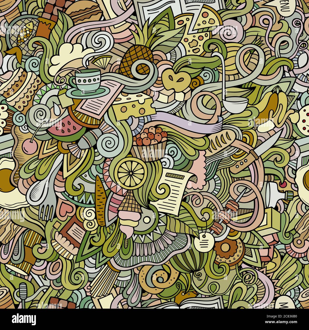Cartoon vector doodles food seamless pattern Stock Vector Image & Art ...