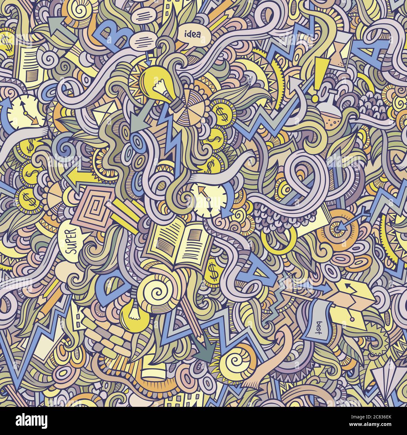 doodles idea seamless pattern Stock Vector