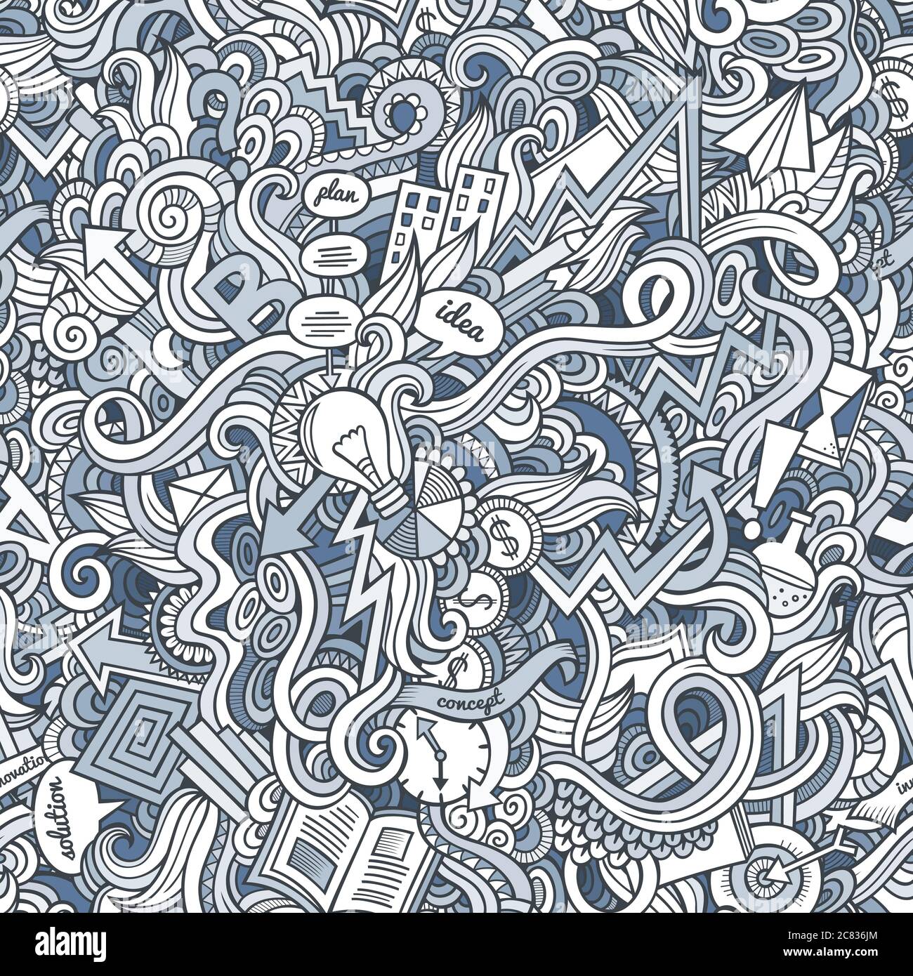 Cartoon cute doodles hand drawn Idea seamless pattern Stock Vector ...