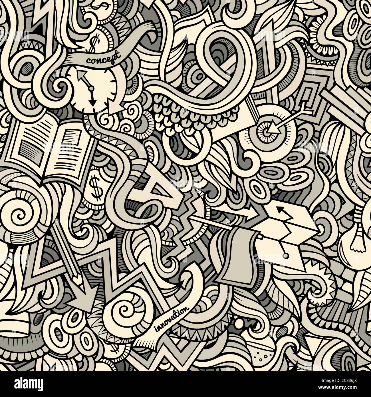 Cartoon cute doodles hand drawn Idea seamless pattern Stock Vector ...
