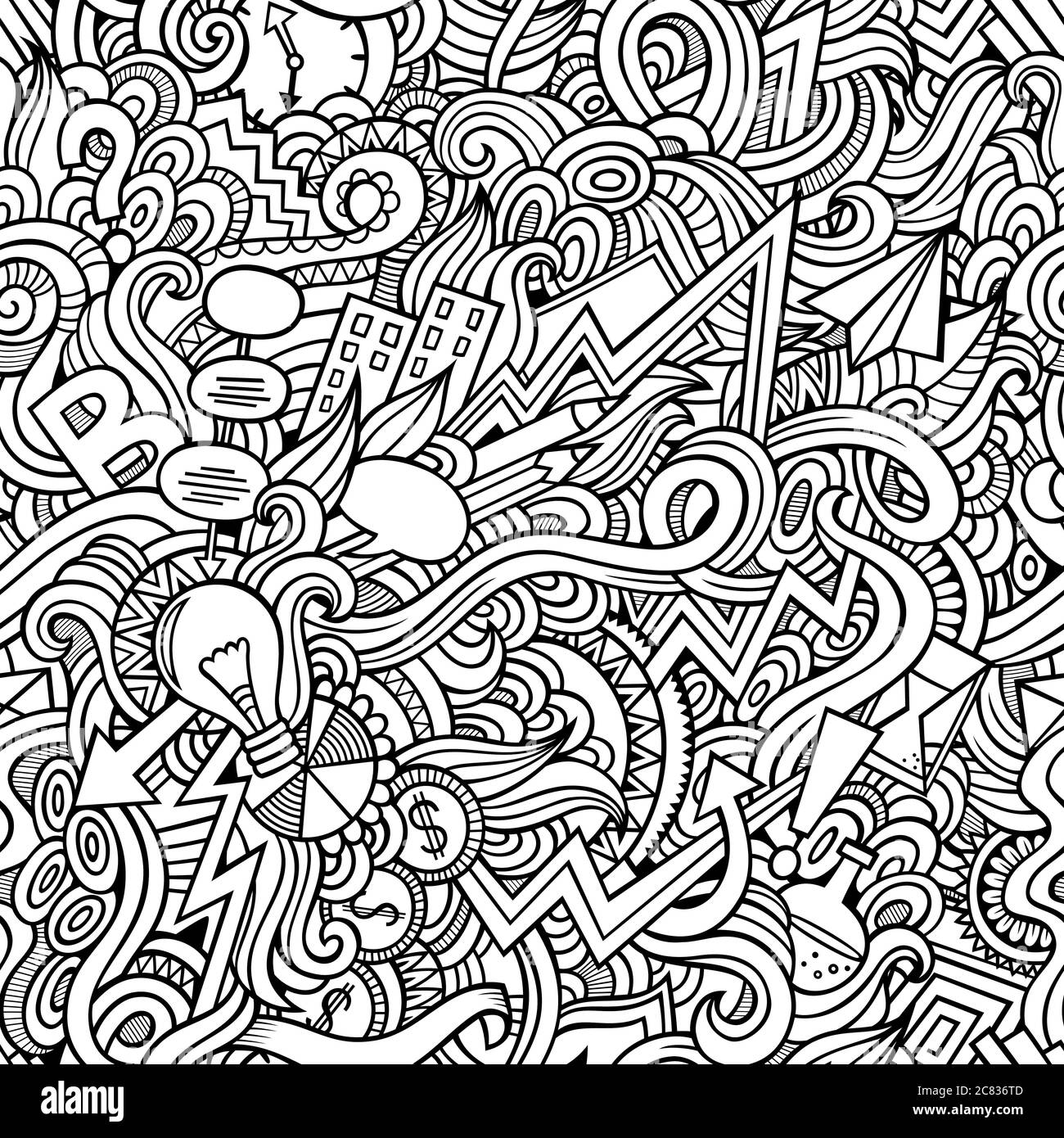 Cartoon cute doodles hand drawn Idea seamless pattern Stock Vector ...
