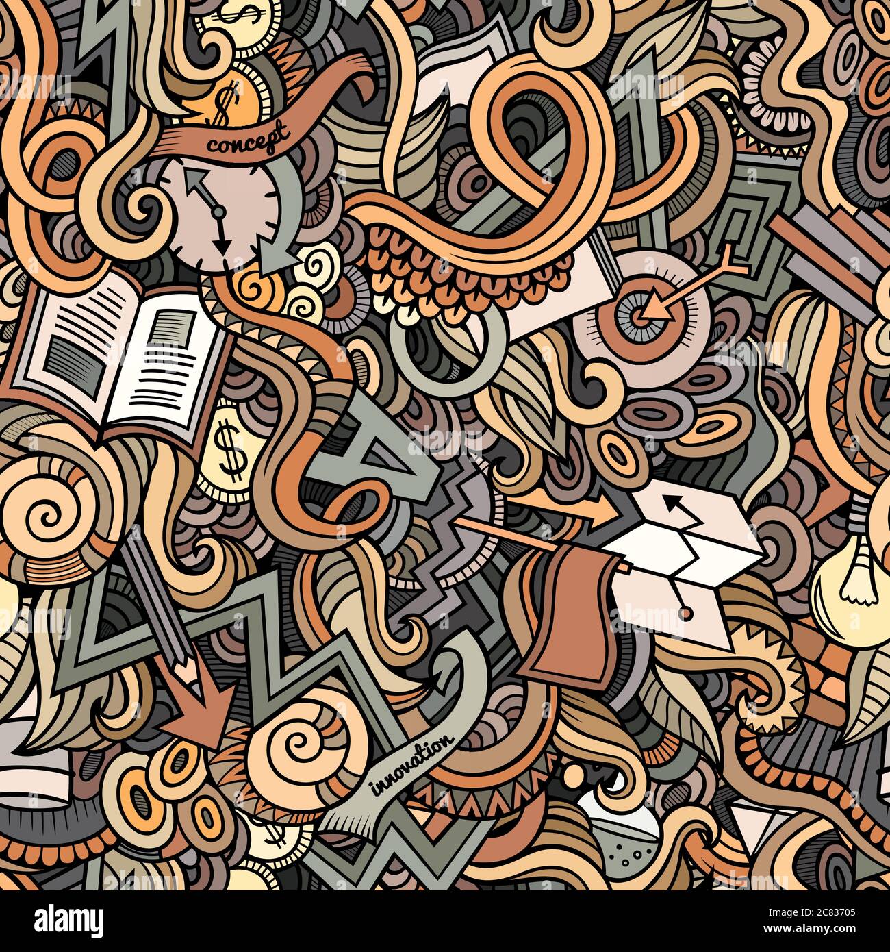 Cartoon cute doodles hand drawn Idea seamless pattern Stock Vector ...