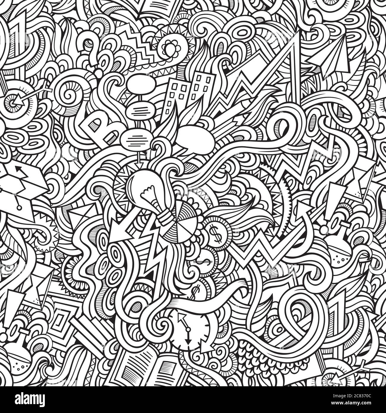 Cartoon cute doodles hand drawn Idea seamless pattern Stock Vector ...