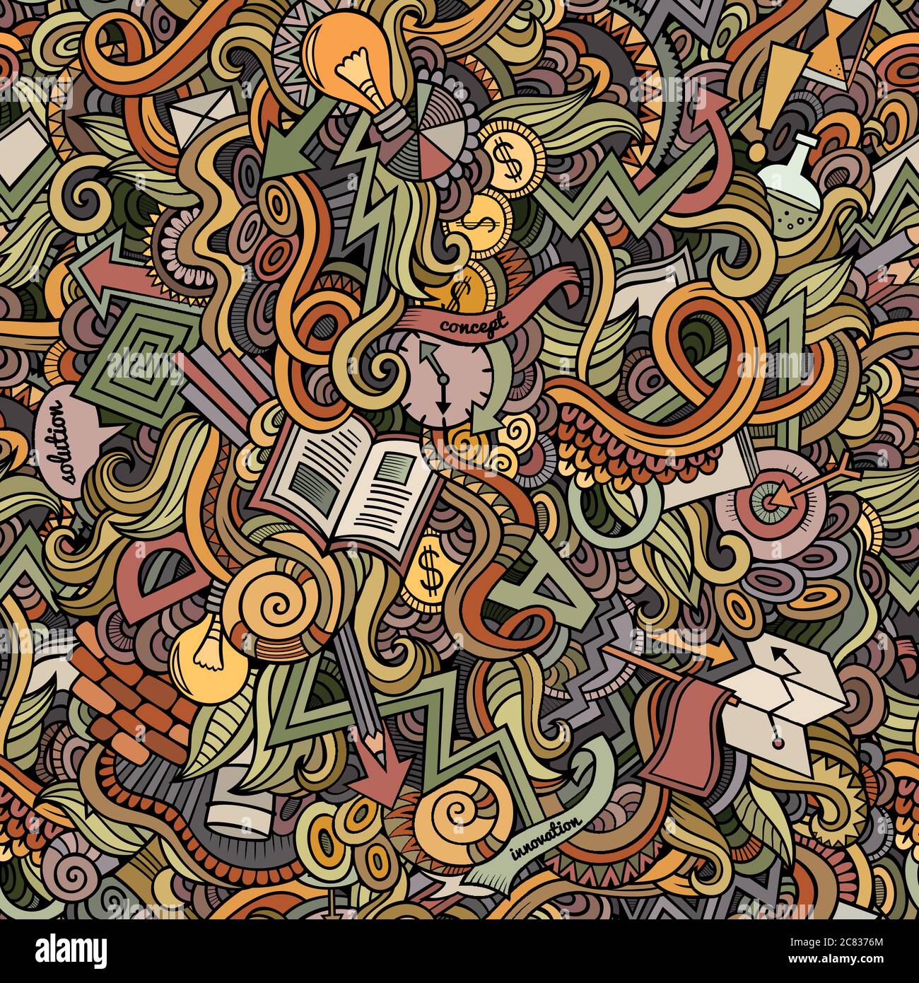 Cartoon cute doodles hand drawn Idea seamless pattern Stock Vector ...