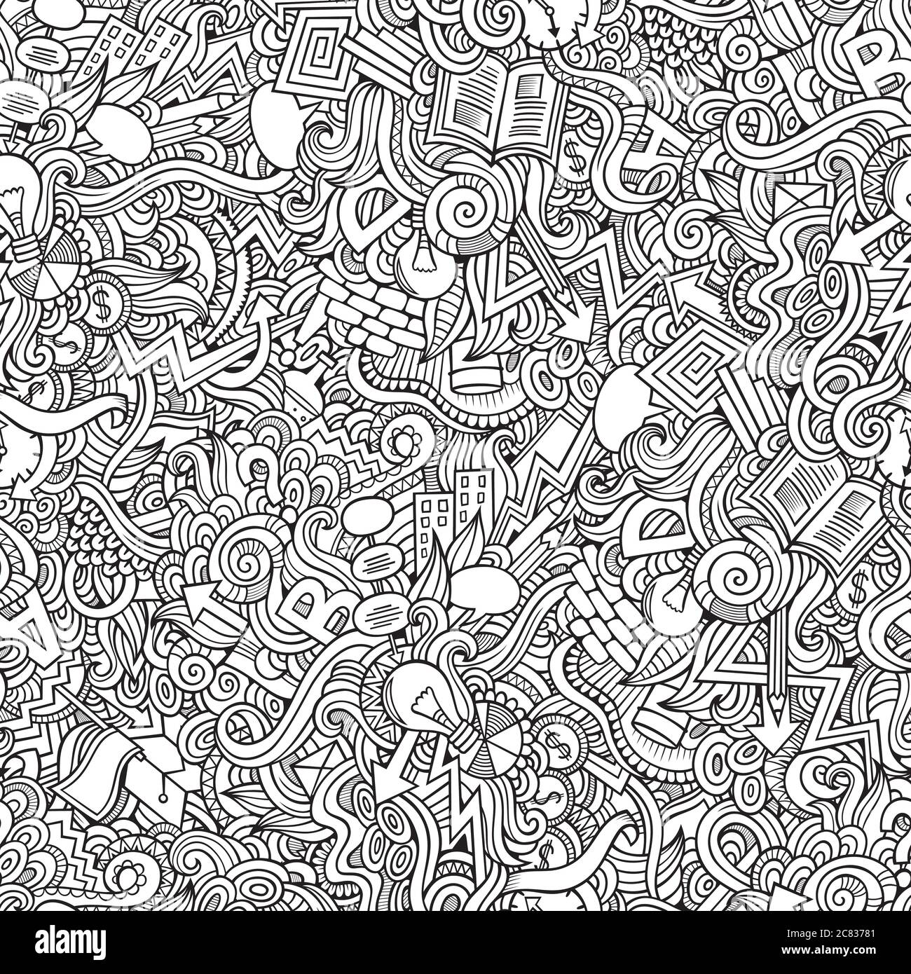 Cartoon cute doodles hand drawn Idea seamless pattern Stock Vector ...