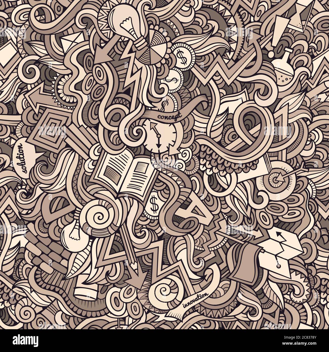Cartoon cute doodles hand drawn Idea seamless pattern Stock Vector ...