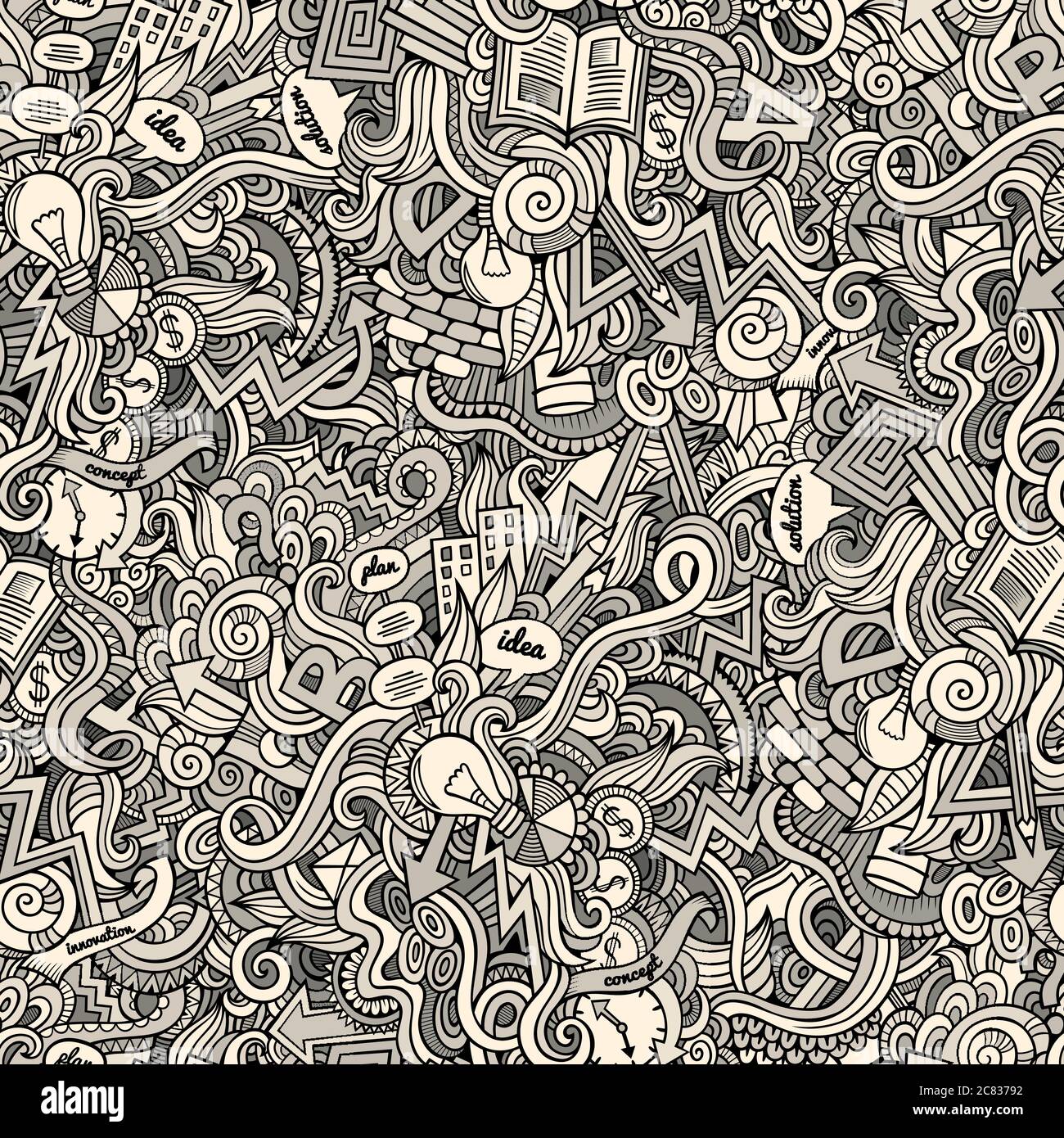 Cartoon cute doodles hand drawn Idea seamless pattern Stock Vector ...