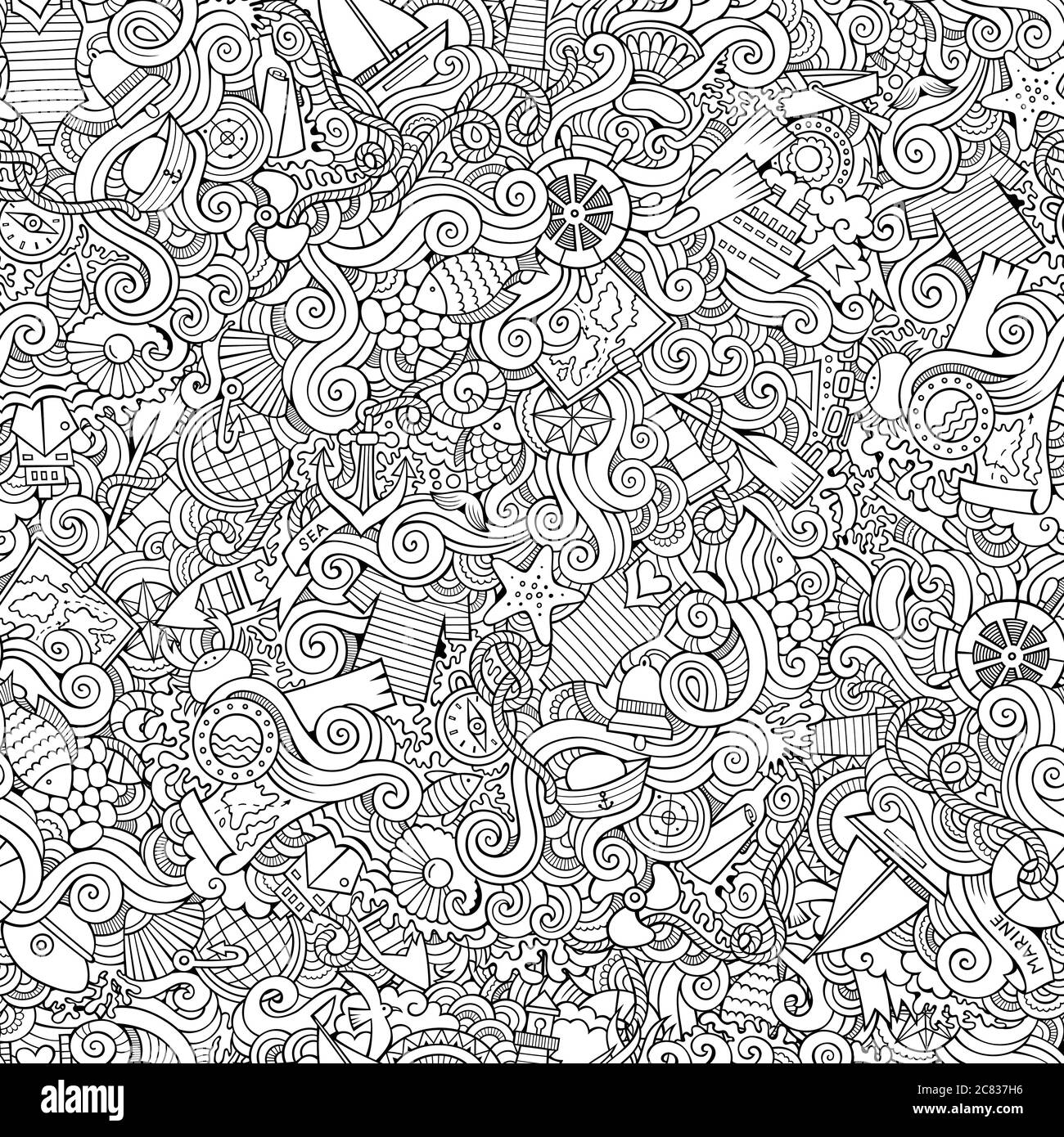 Fishing boat sea seamless Black and White Stock Photos & Images - Alamy