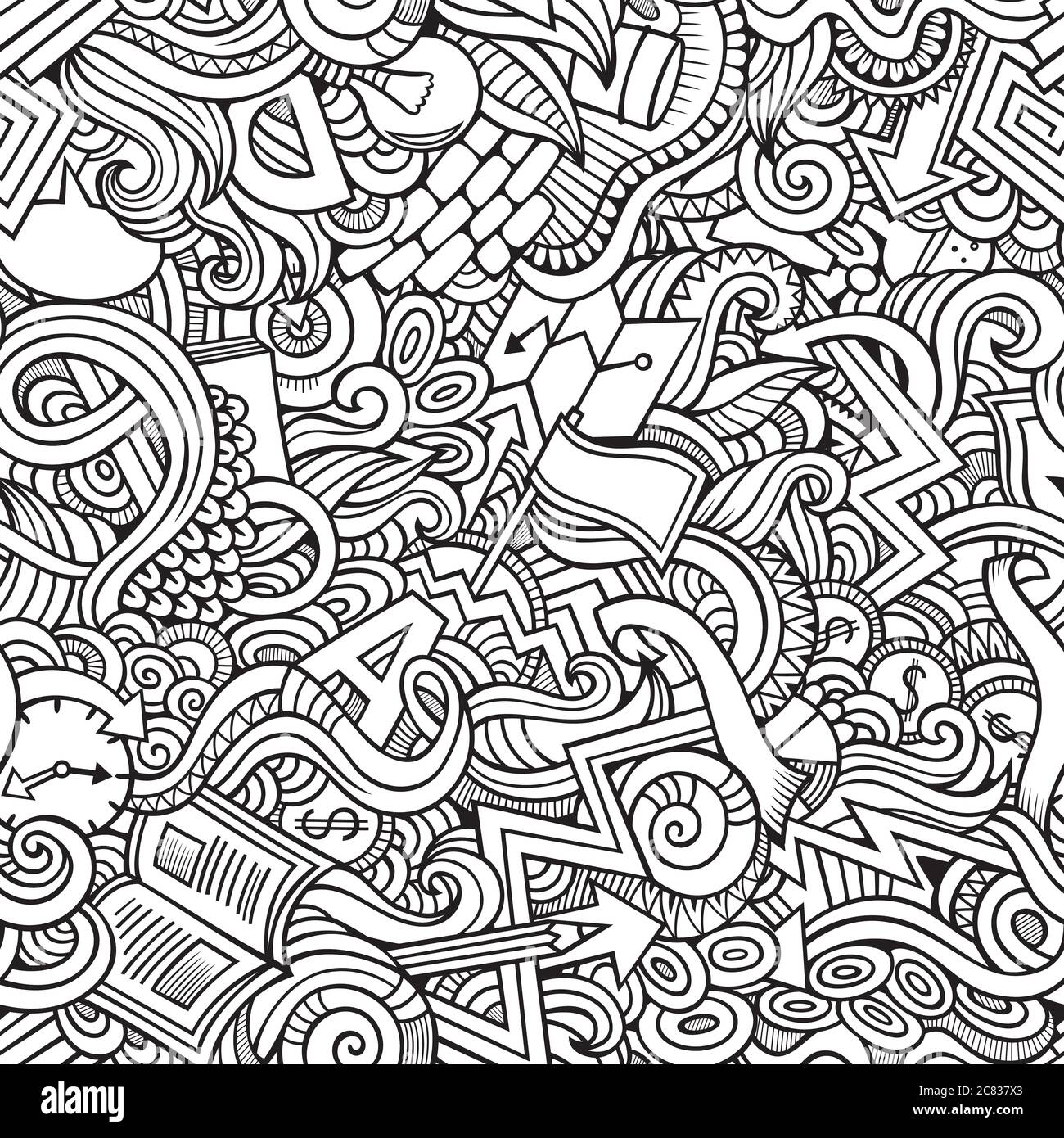 Cartoon cute doodles hand drawn Idea seamless pattern Stock Vector ...
