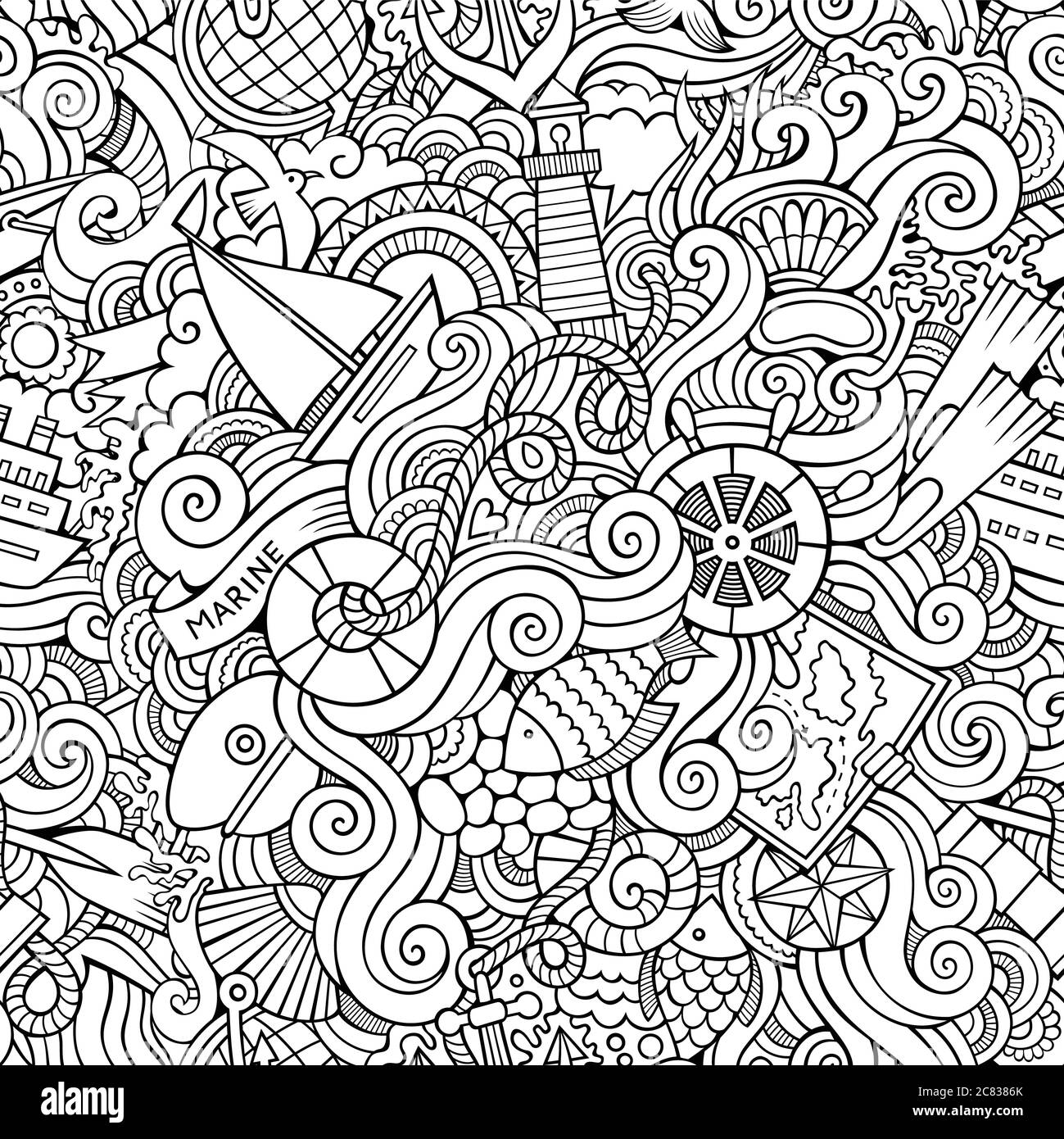 Fishing boat sea seamless Black and White Stock Photos & Images - Alamy