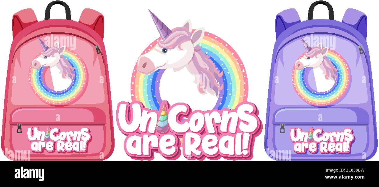 Set of unicorn backpack illustration Stock Vector Image & Art Alamy