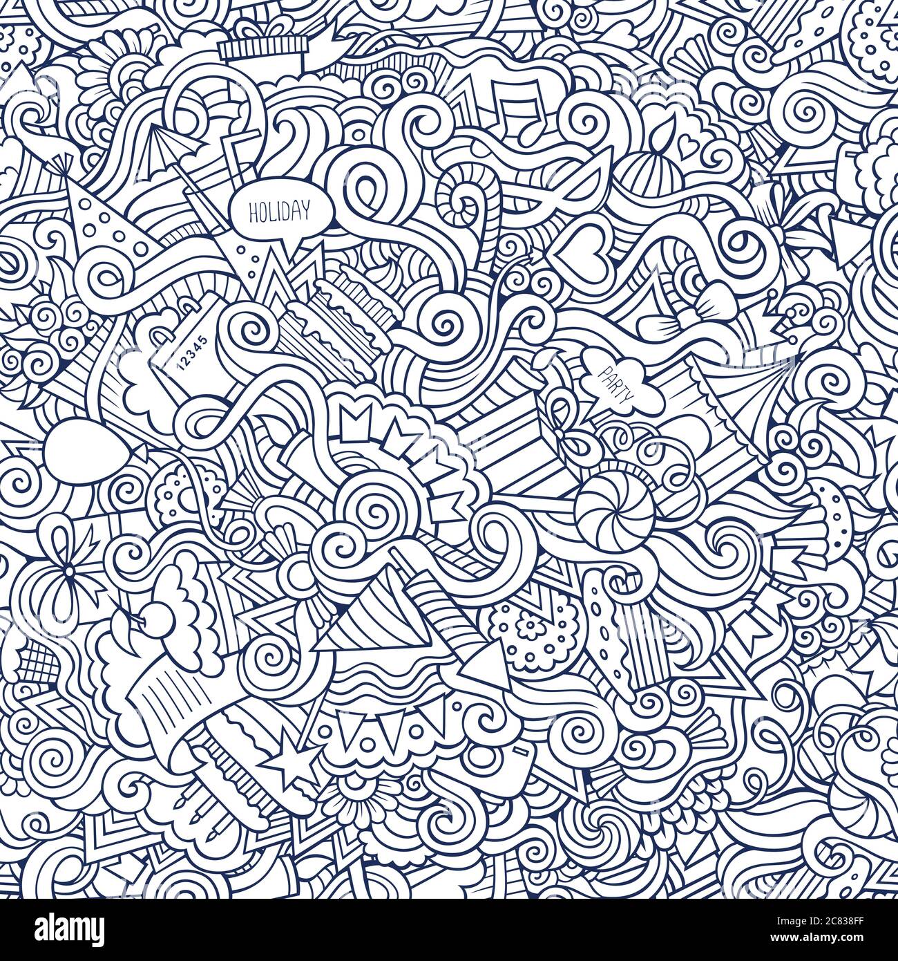 doodles hand drawn holiday seamless pattern Stock Vector Image & Art ...