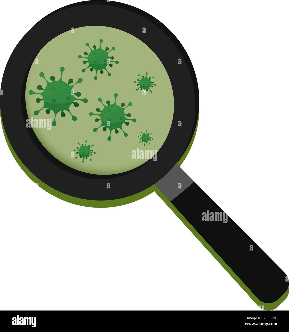 Magnifying glass with virus Stock Vector
