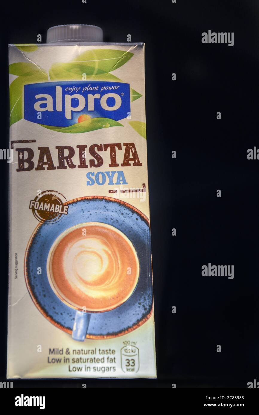 ANTWERP, BELGIUM - Nov 15, 2019: Alpro pack of plant-based and Vegan milk  barista soy edition Stock Photo - Alamy