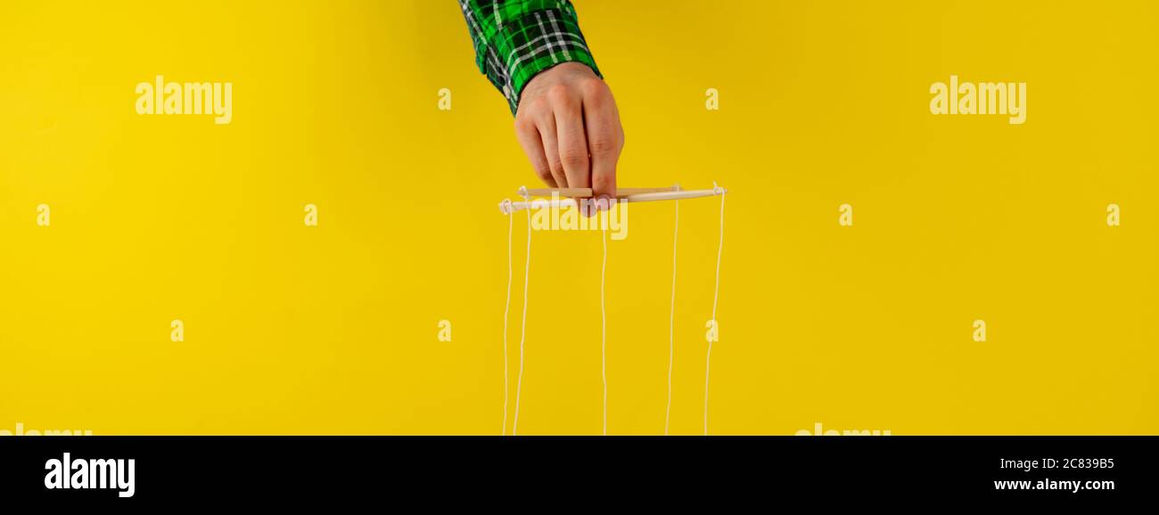 the controling your mind, twisted sticks with ropes in the hand, puppet ...