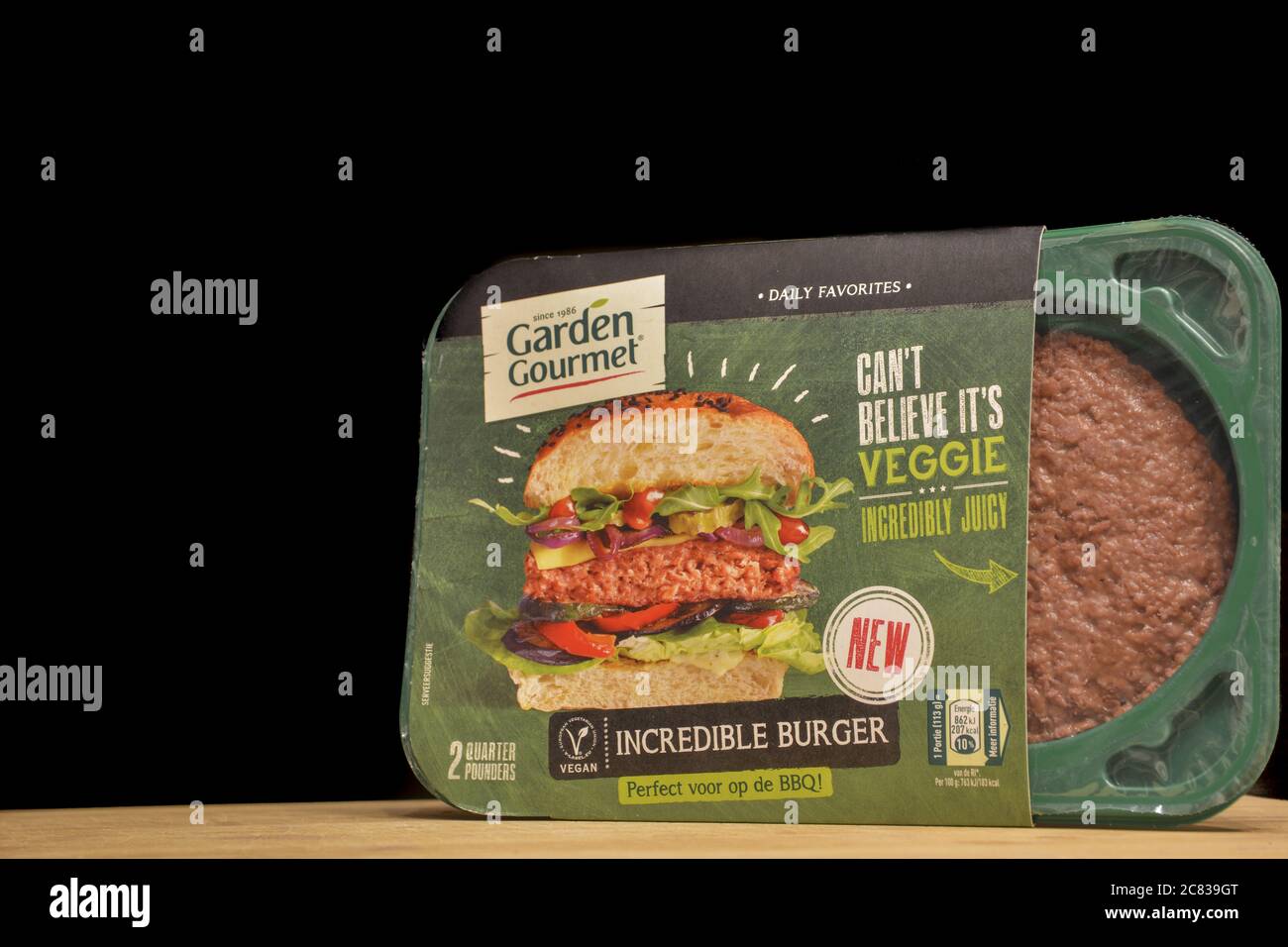 Antwerp Belgium Nov 15 19 Illustrative Editorial Garden Gourmet A Brand Of Nestle Incredible Plant Based And Vegan Burger Packaged On A Bl Stock Photo Alamy