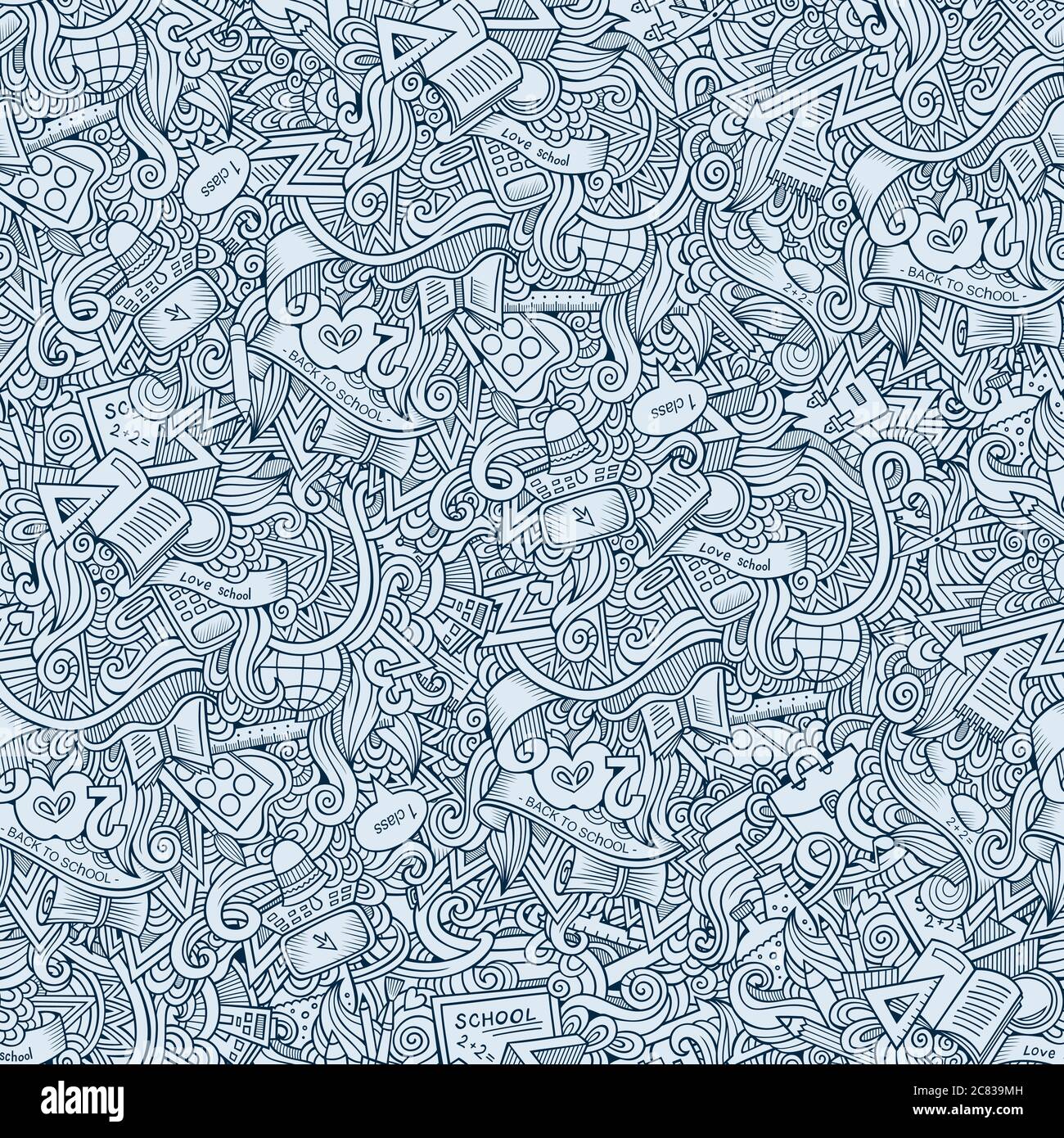 doodles hand drawn school seamless pattern Stock Vector Image & Art - Alamy