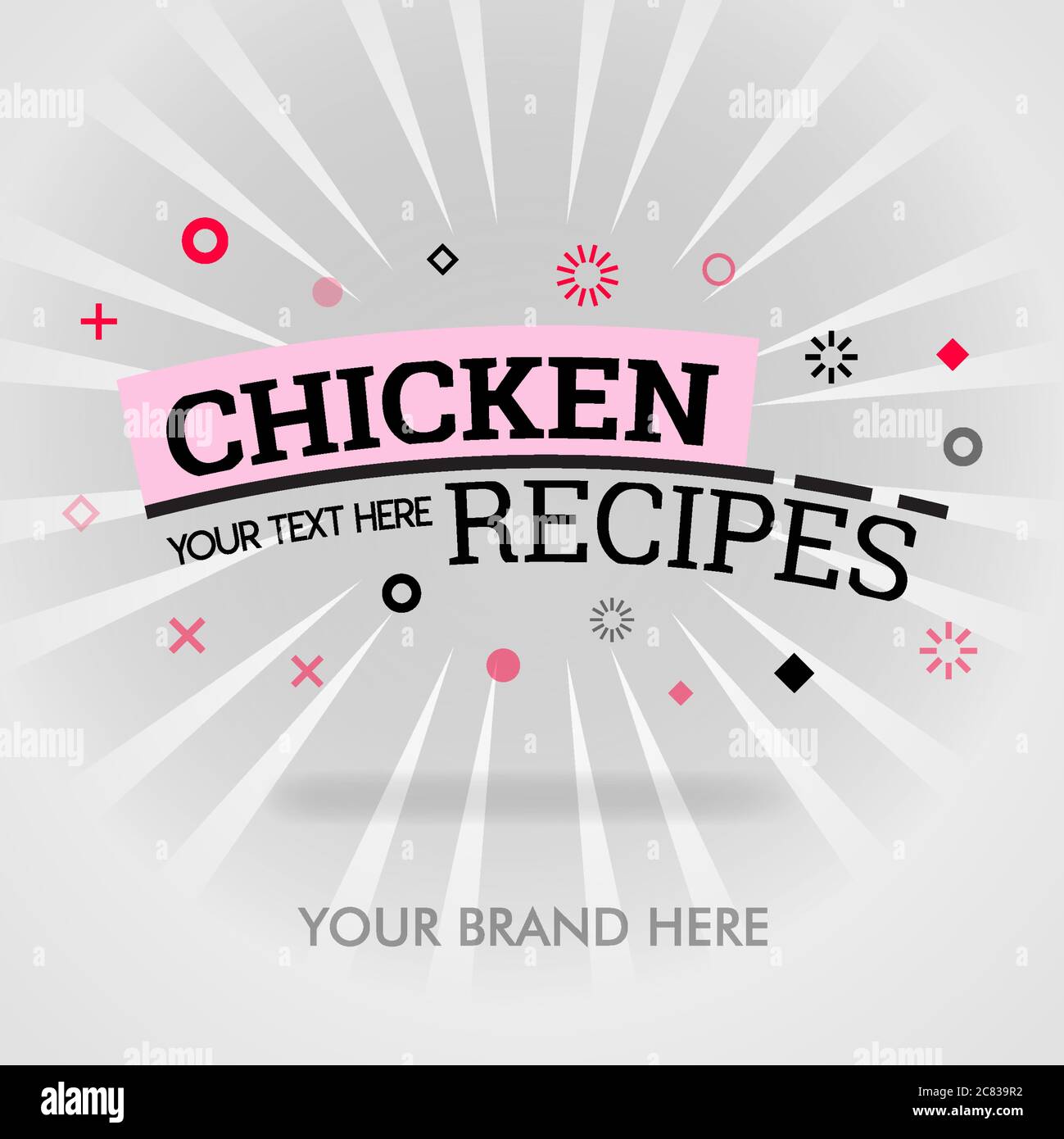Chicken recipes cookbook. how to cook chicken recipes. tips to make best chicken recipes. can be for promotion, advertising, ad. suitable for print, n Stock Vector