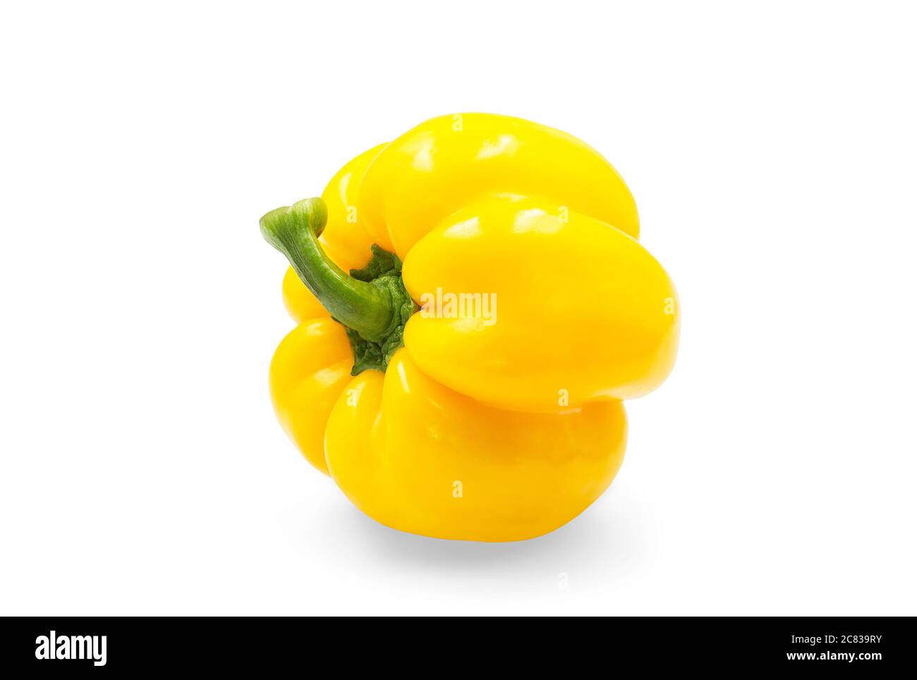 Sweet yellow bell pepper on white isolated background with clipping