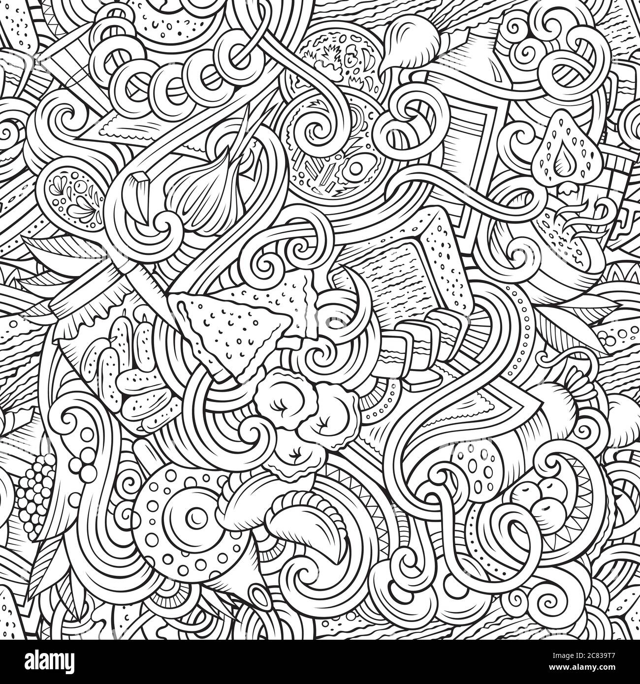 Cartoon doodles Russian food seamless pattern Stock Vector Image & Art ...